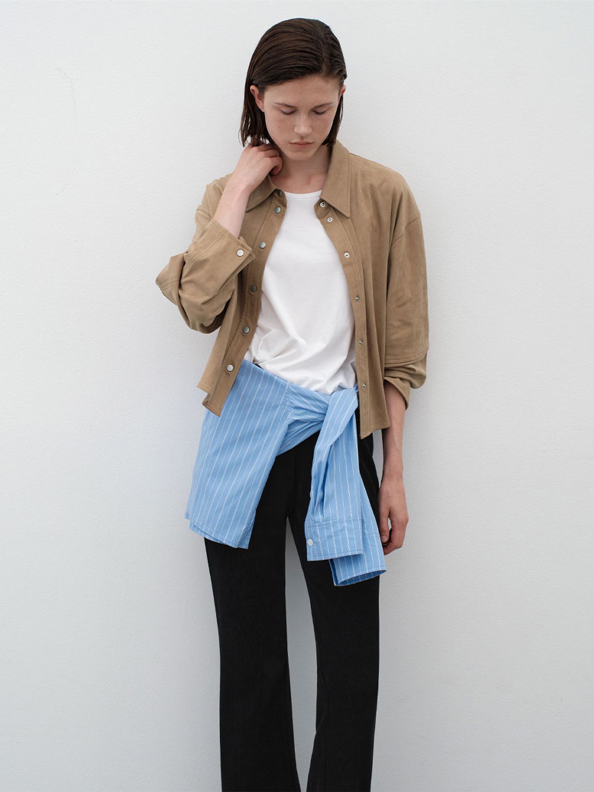 아틀리에 나인(ATELIER NAIN) NOVA SEMI CROP SUEDE SHIRT(BL-4351)