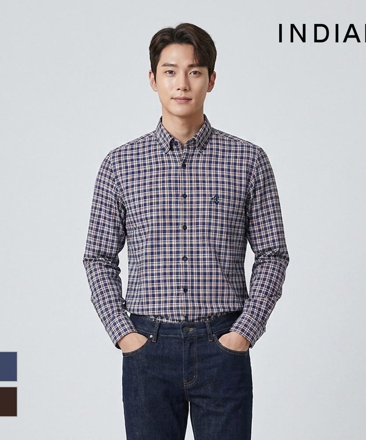 인디안(INDIAN) 잔체크 셔츠_MITNL5F8301