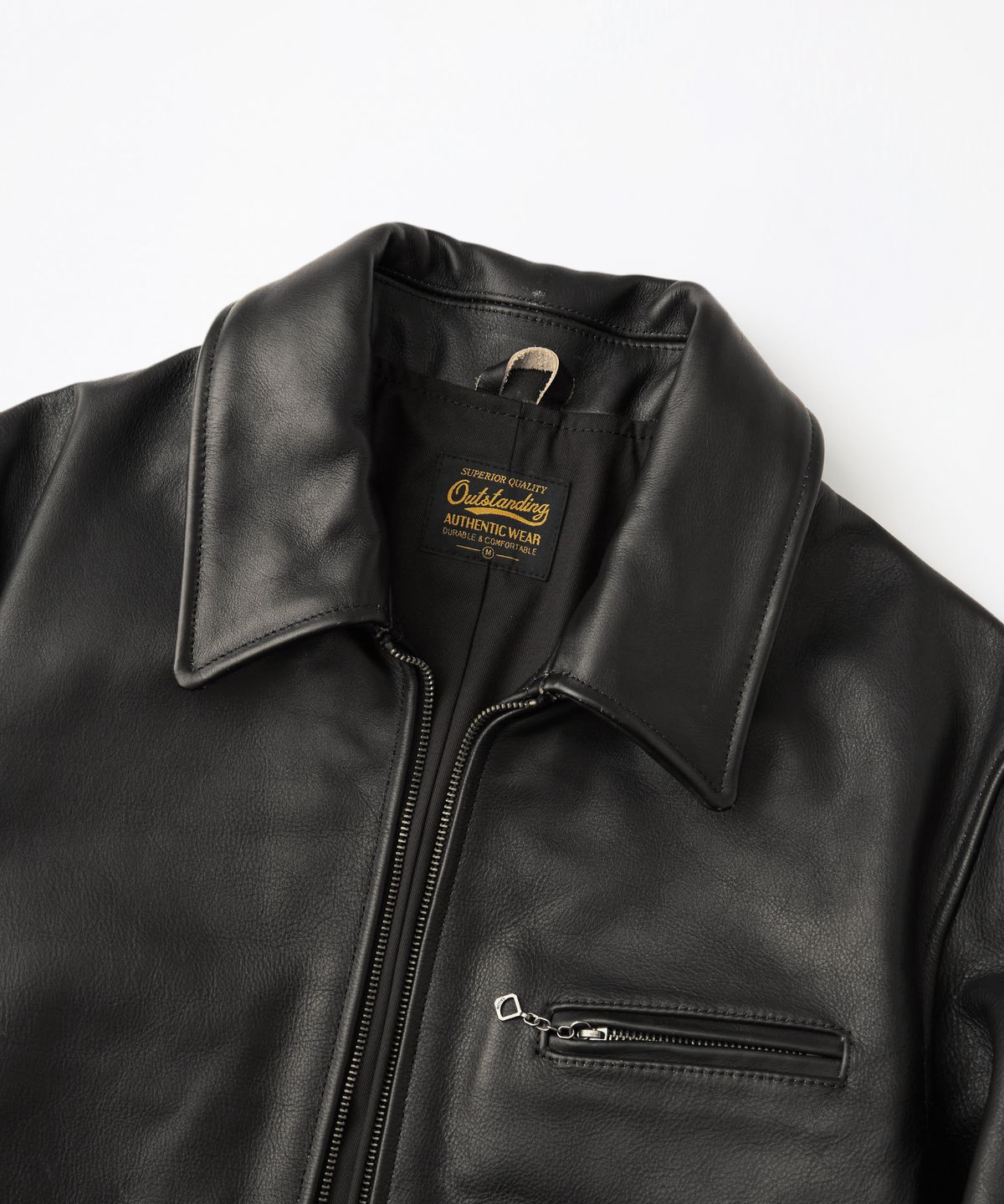 아웃스탠딩(OUTSTANDING) TEA-CORE LEATHER SPORTS JACKET_BLACK