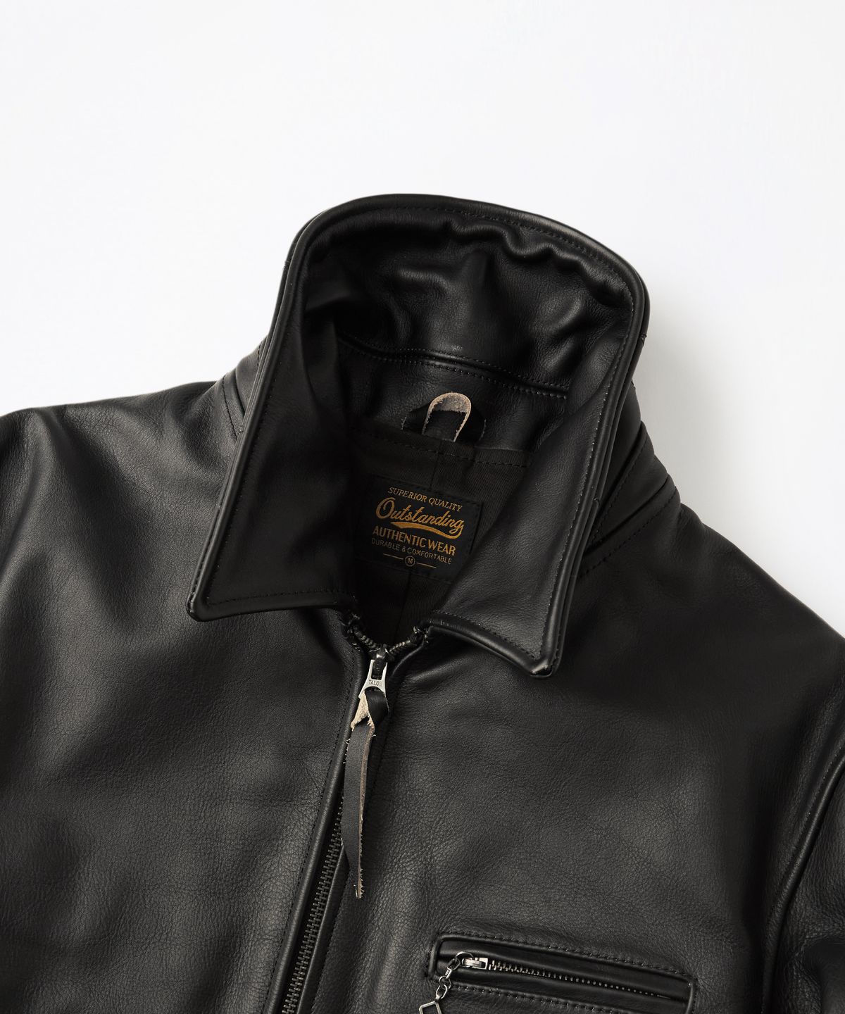 아웃스탠딩(OUTSTANDING) TEA-CORE LEATHER SPORTS JACKET_BLACK
