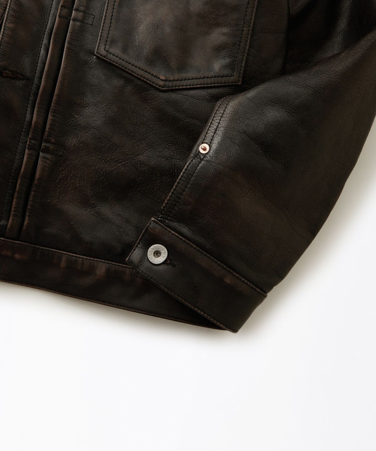 아웃스탠딩(OUTSTANDING) TEA-CORE COWHIDE W.W. II 1ST JACKET_VINTAGE BLACK