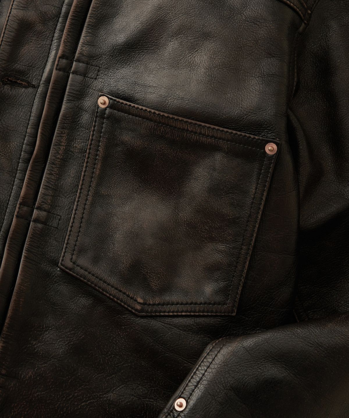 아웃스탠딩(OUTSTANDING) TEA-CORE COWHIDE W.W. II 1ST JACKET_VINTAGE BLACK