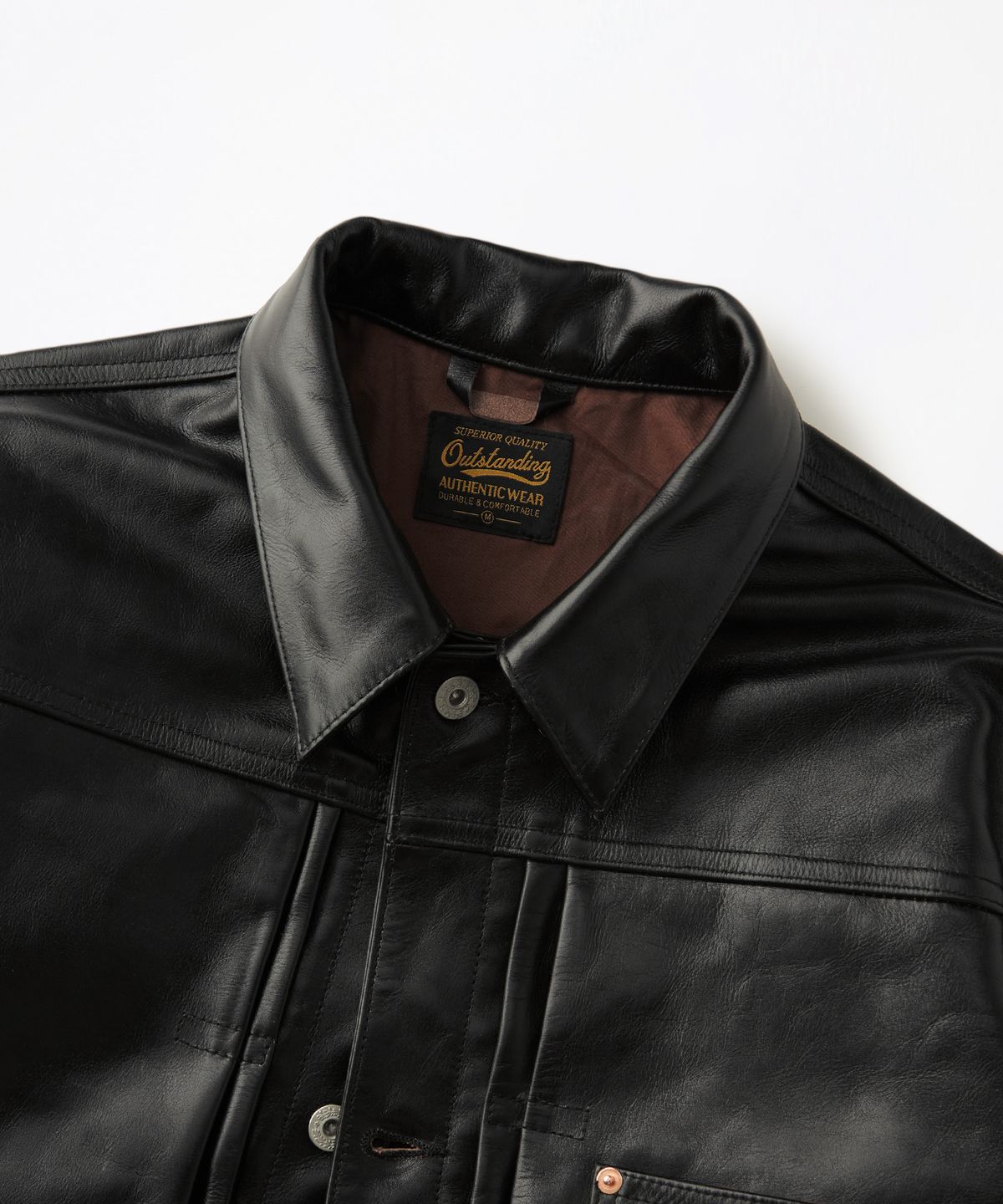 아웃스탠딩(OUTSTANDING) TEA-CORE LEATHER W.W. II 1ST JACKET_BLACK