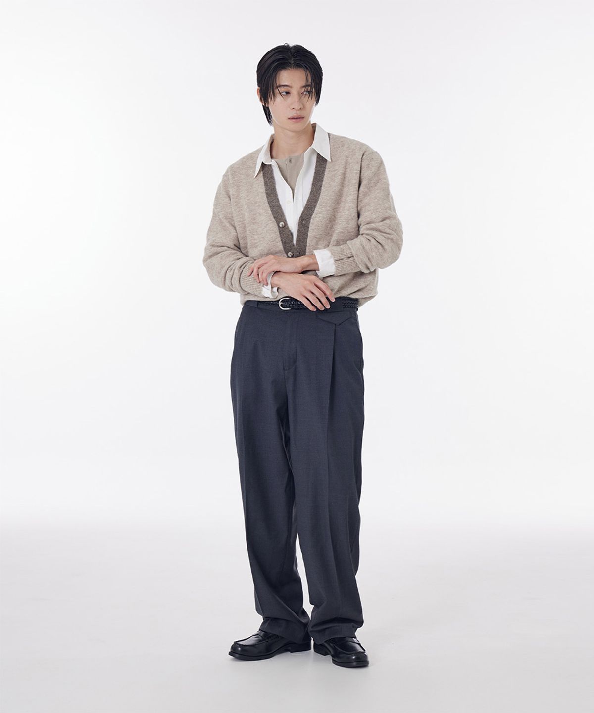 시에클(SIECLE) 알파카 컬러 블록 가디건 (베이지)