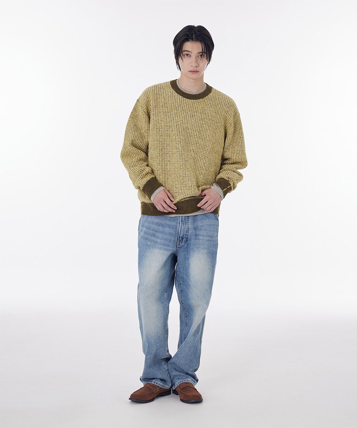시에클(SIECLE) 알파카 멀티 컬러 니트 (올리브)