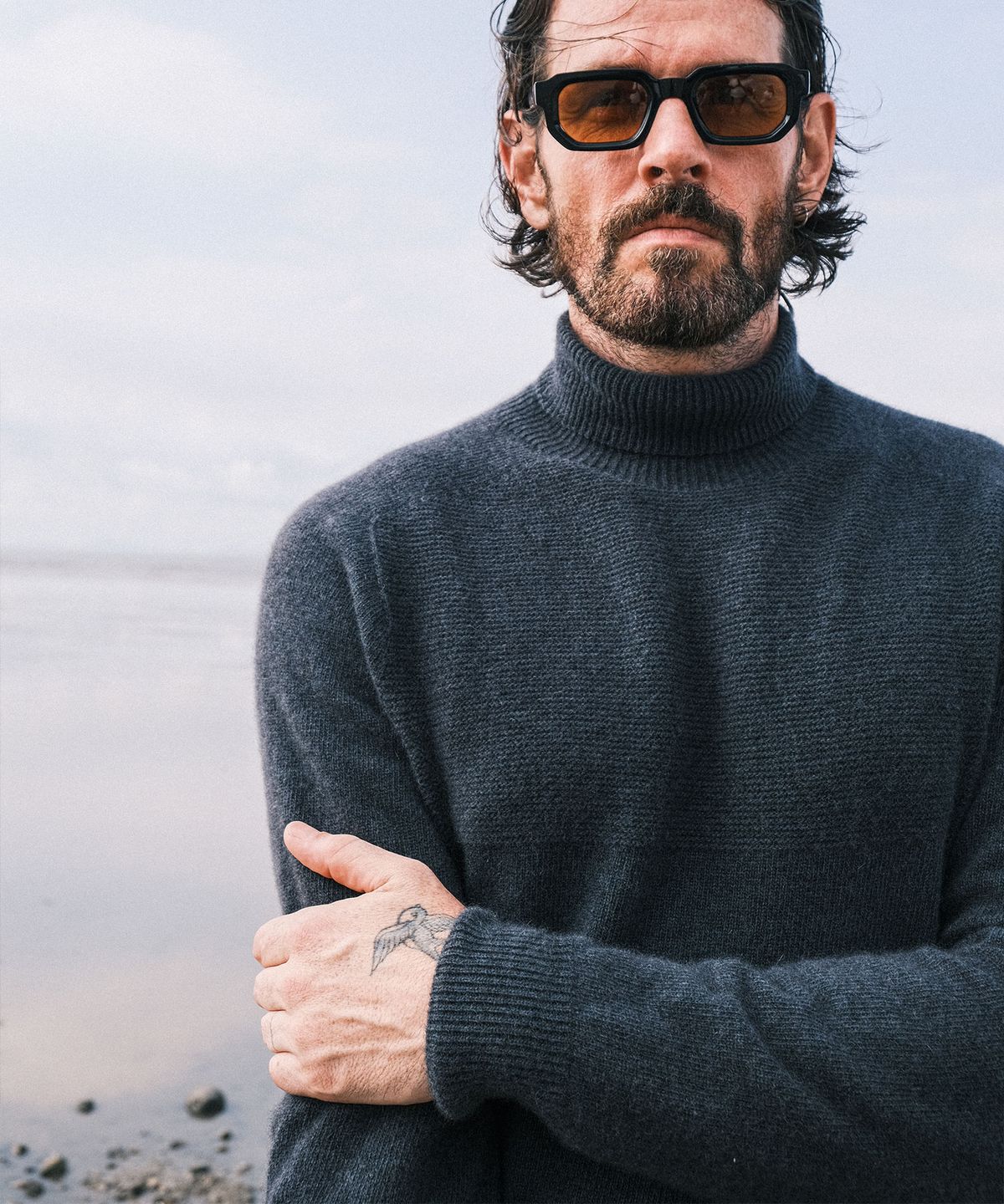 비디알(VDR) WHOLE GARMENT DOUBLE FACE TURTLENECK [Midnight Navy]