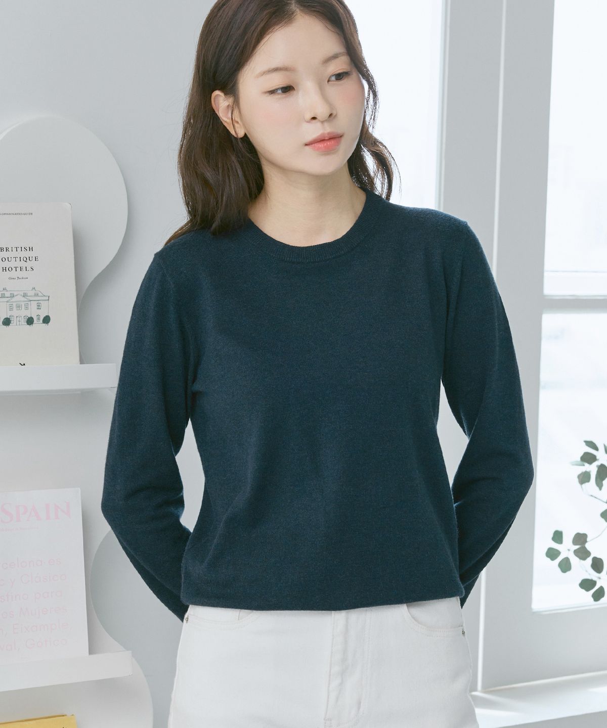 210에디트(210EDIT) 남녀공용 캐시미어 블렌디드 솜털 라운드 [틸 블루]_ZZ5SW010