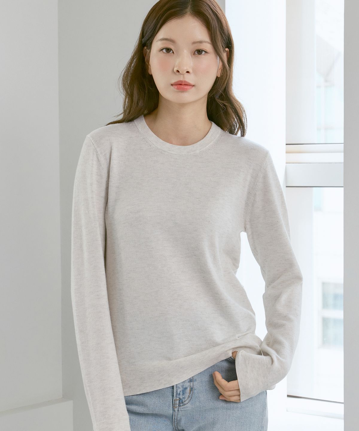 210에디트(210EDIT) 남녀공용 캐시미어 블렌디드 솜털 라운드 [오트밀]_ZZ5SW010