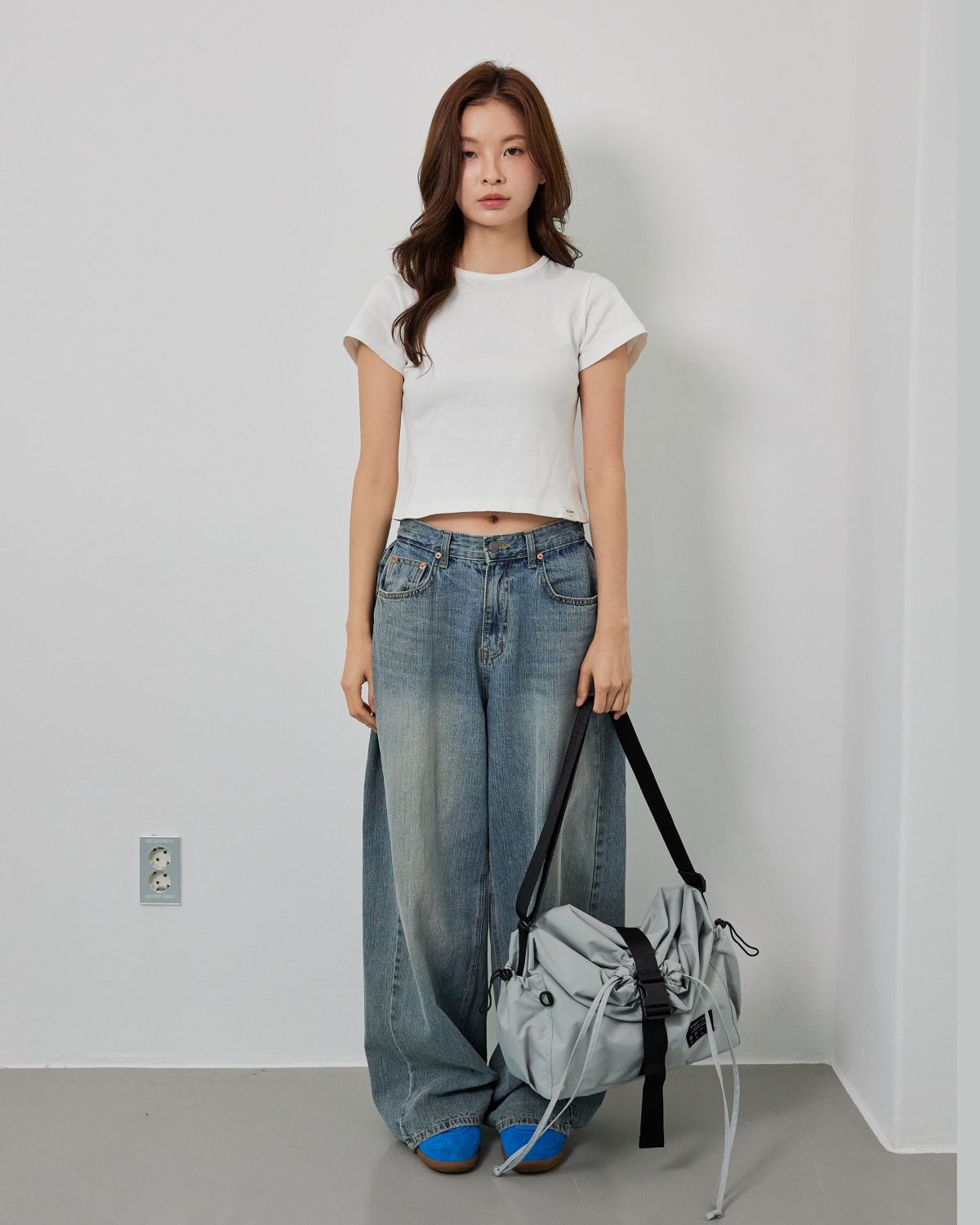 프로젝트 1907(PROJECT1907) [PLASTIC] String Hobobag (Light Grey)