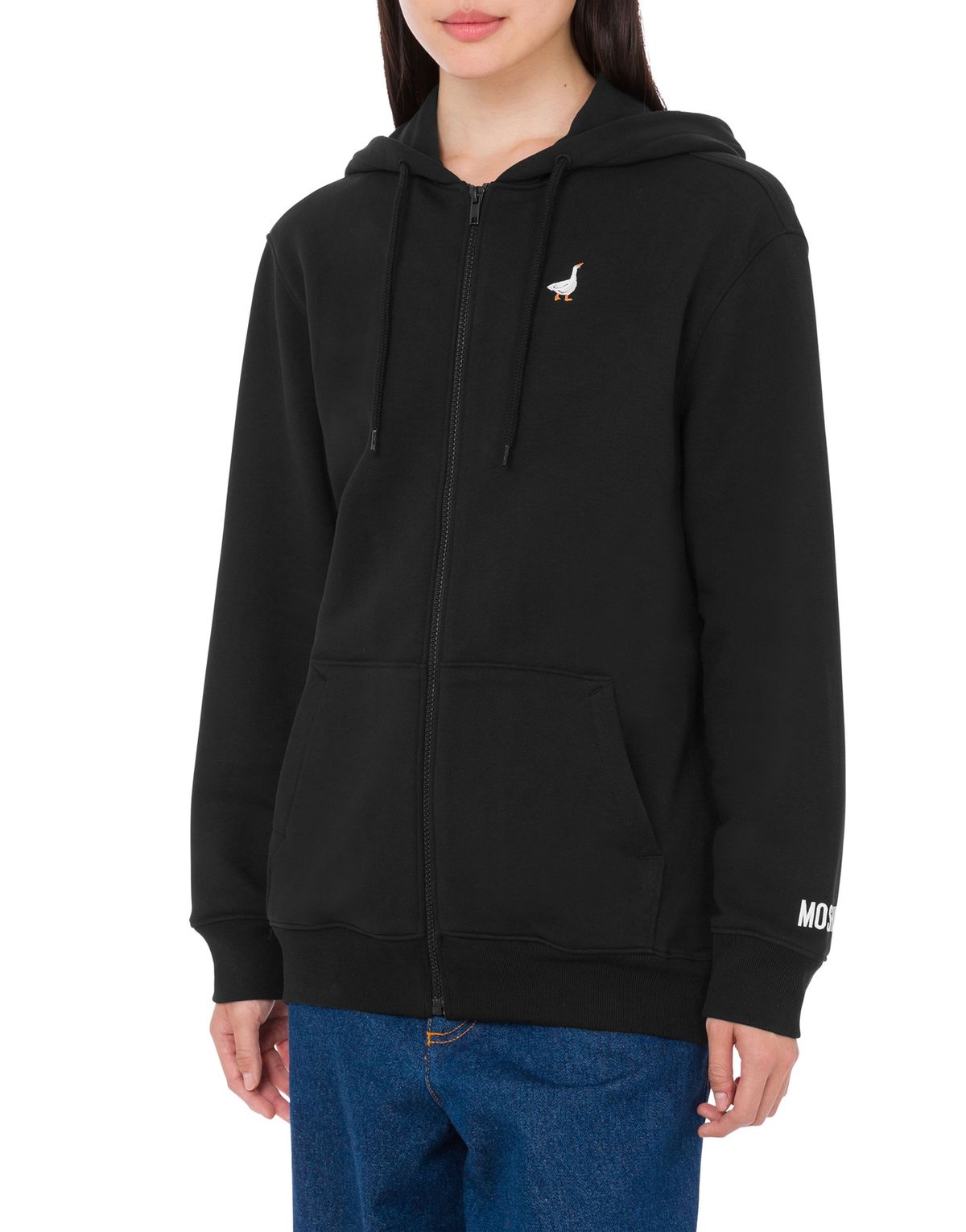 모스키노(MOSCHINO) 스몰 구스 코튼 후드집업 블랙