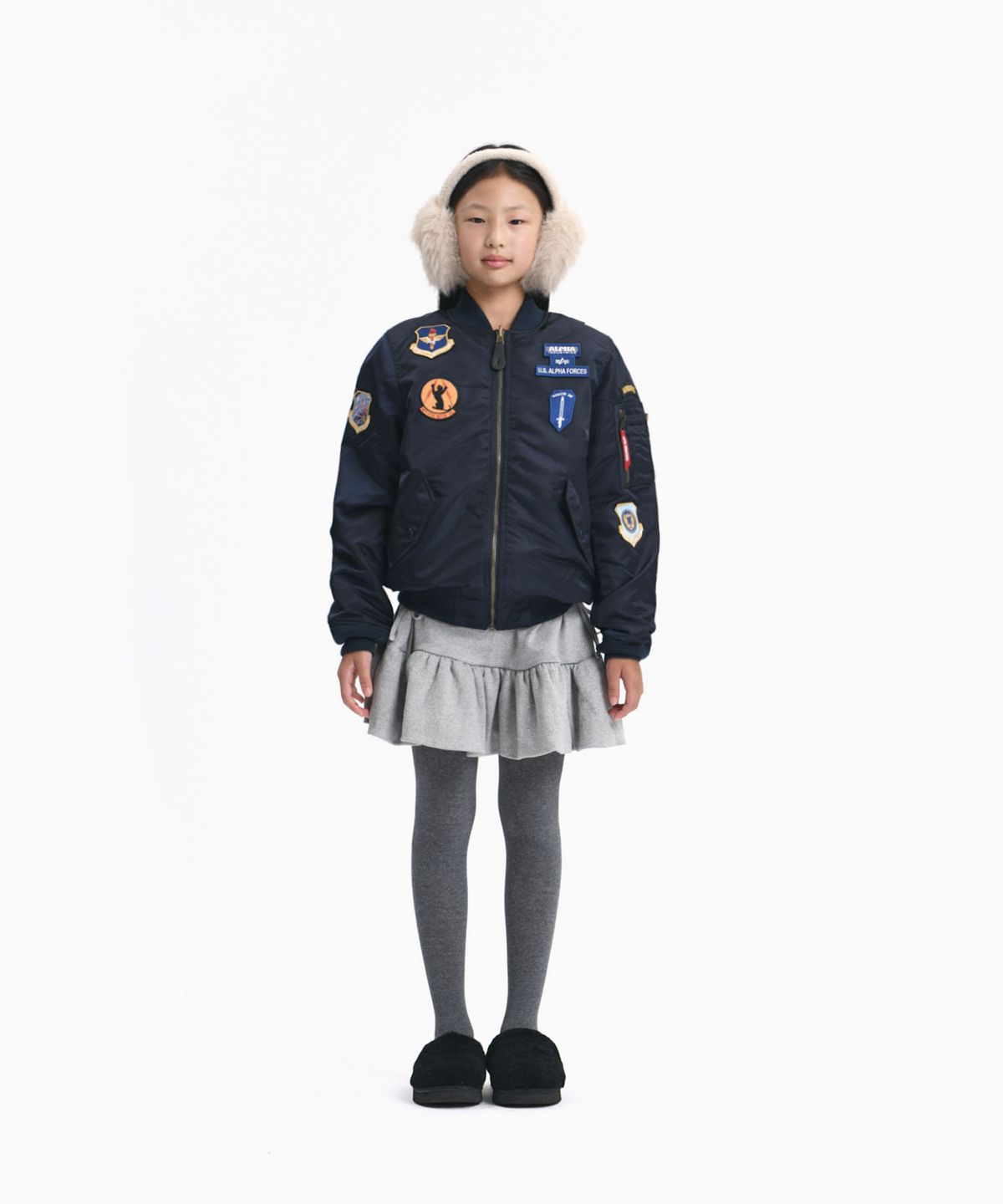 알파 인더스트리 키즈(ALPHA INDUSTRIES KIDS) 키즈 MA-1 스쿼드론 레플리카 블루