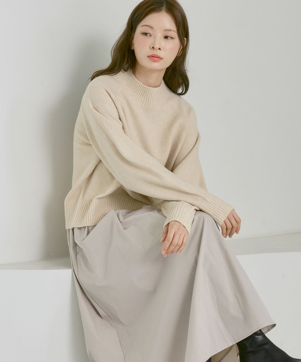 210에디트(210EDIT) 여성 블라썸 스커트 [베이지]_ZG5SK501