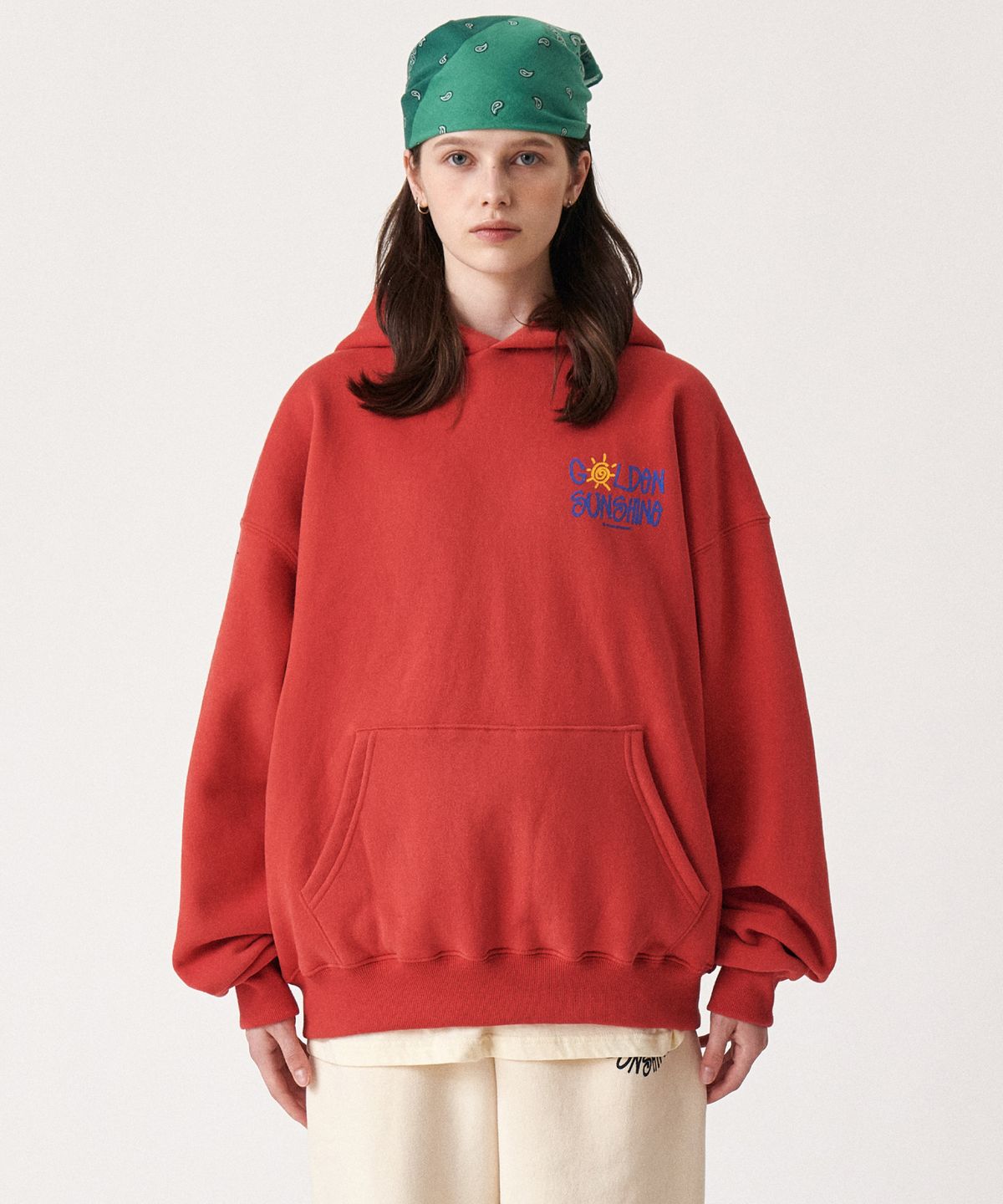 골든선샤인(GOLDEN SUNSHINE) Golden hood sweatshirts_Fiesta red