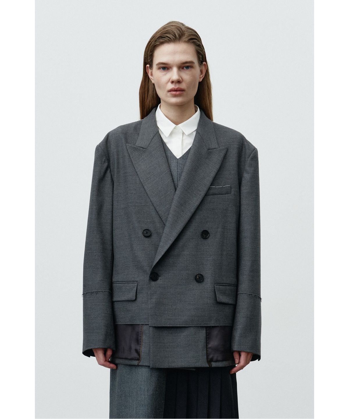 래코드(RECODE) Raw Edge Pocket Oversized Jacket RQJAA25504GYX