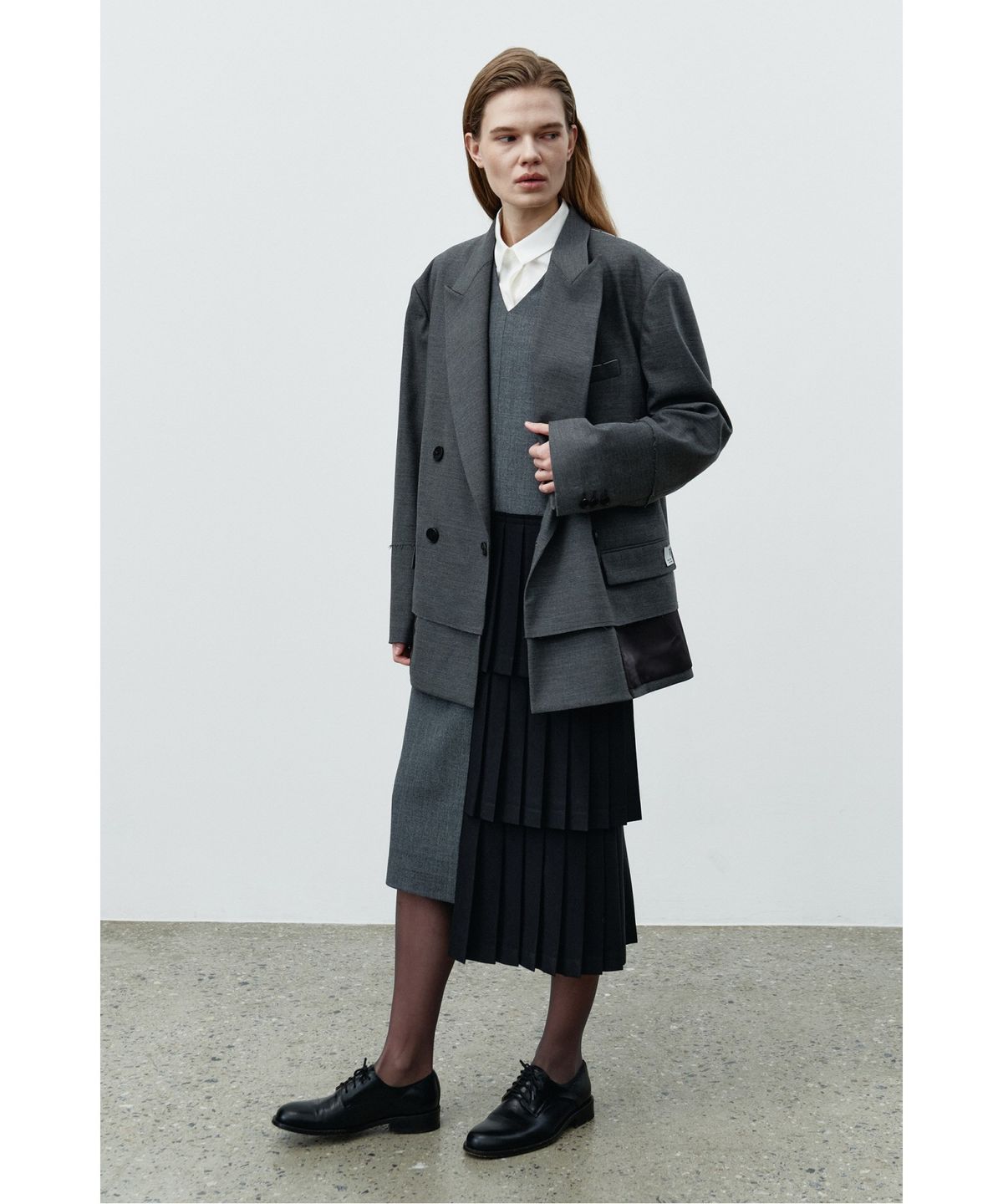 래코드(RECODE) Raw Edge Pocket Oversized Jacket RQJAA25504GYX