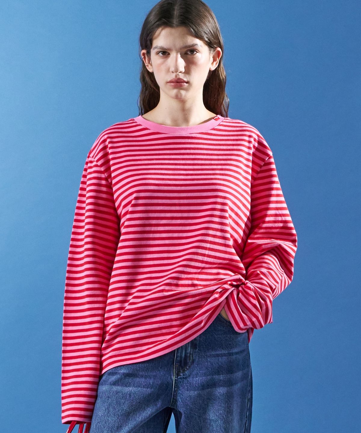 문선 아카이브(MOONSUN ARCHIVE) M.C UNISEX, Stripe Long Sleeve T / Pink