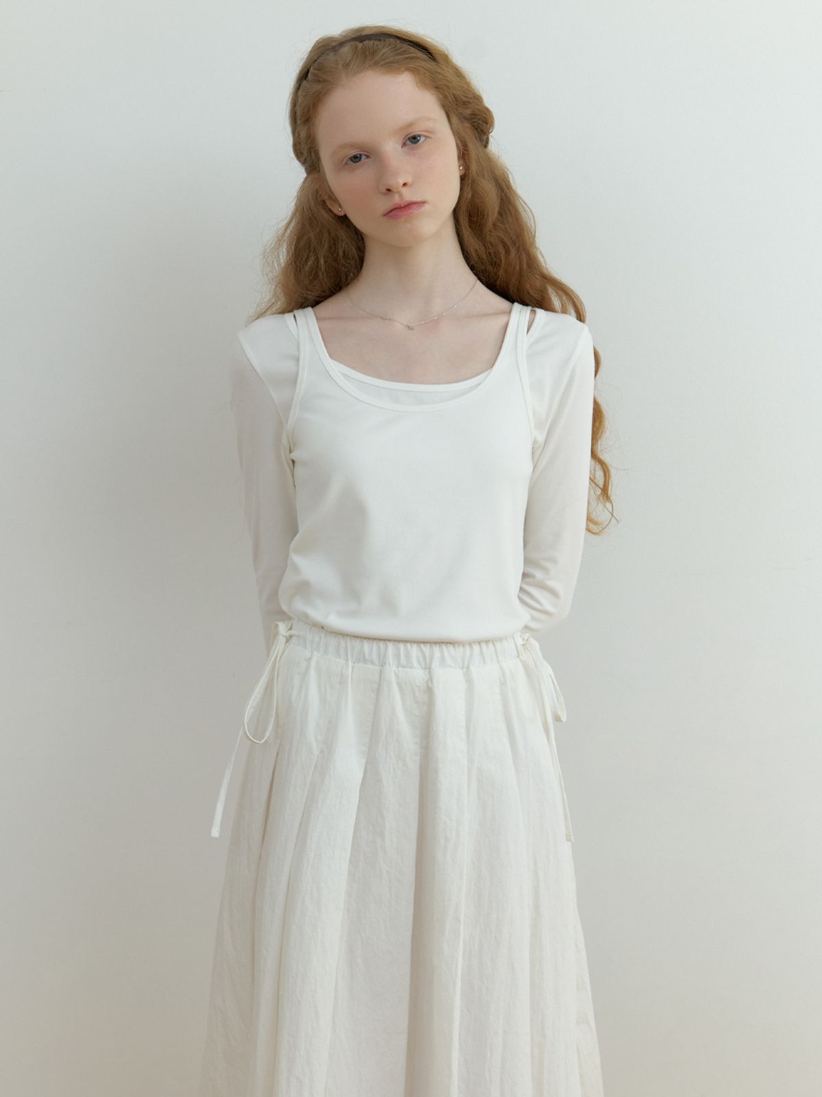 리엘(RE L) Sou layered t-shirt_2piece (ivory)