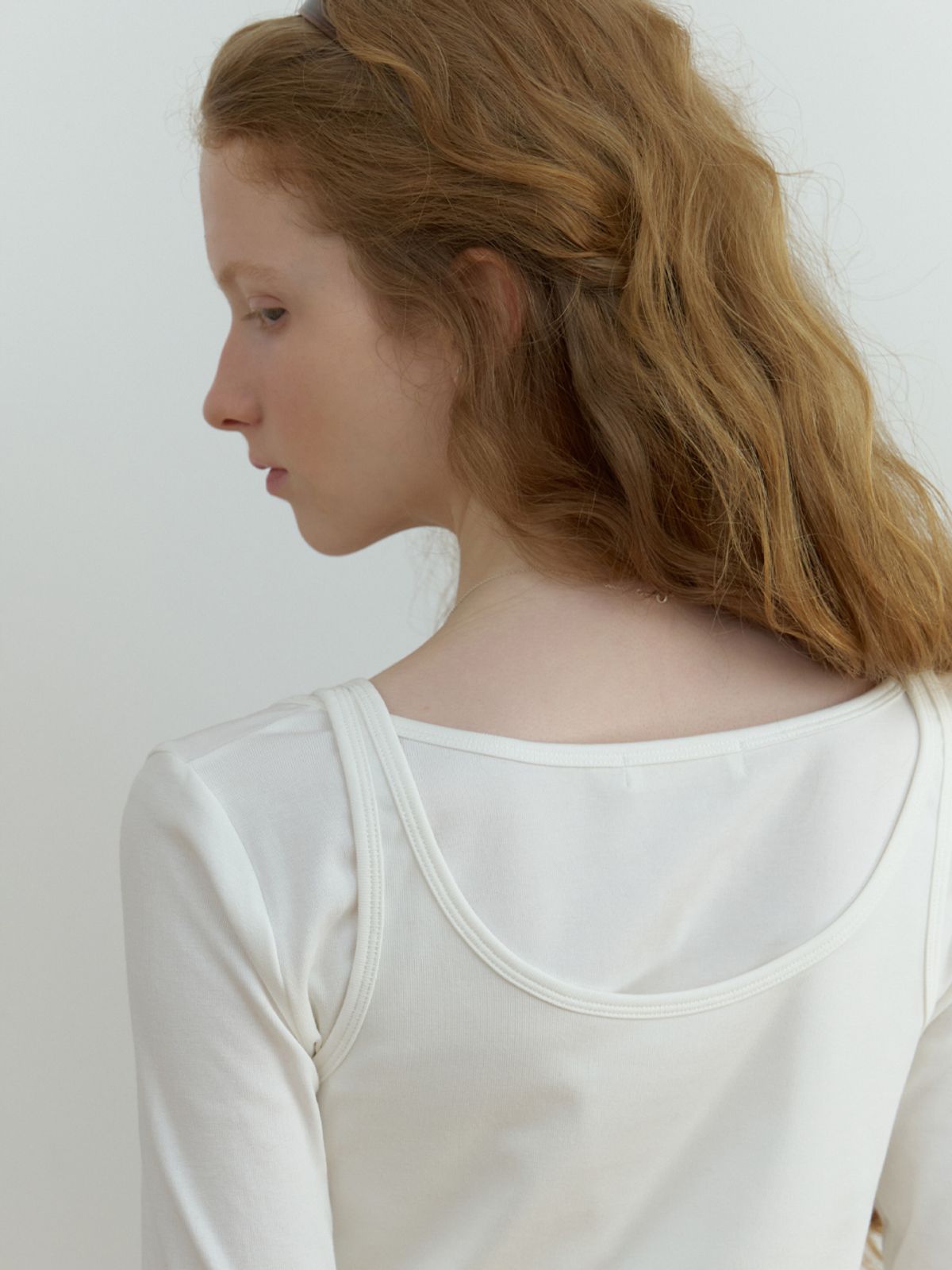 리엘(RE L) Sou layered t-shirt_2piece (ivory)