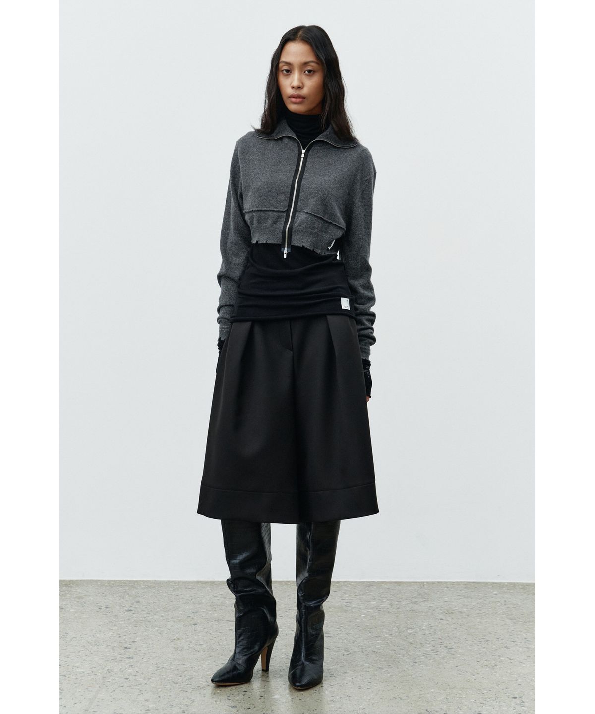 래코드(RECODE) Two tuck Capri Pants RQPAW25530BKX