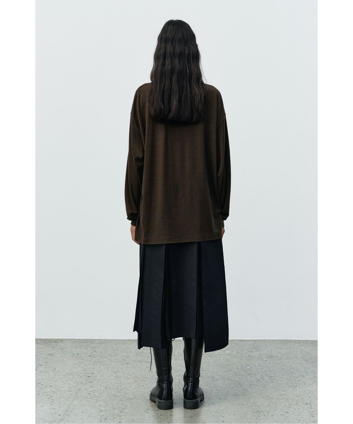 래코드(RECODE) Unbalanced Pleats Skirt RQKAA25593BKX