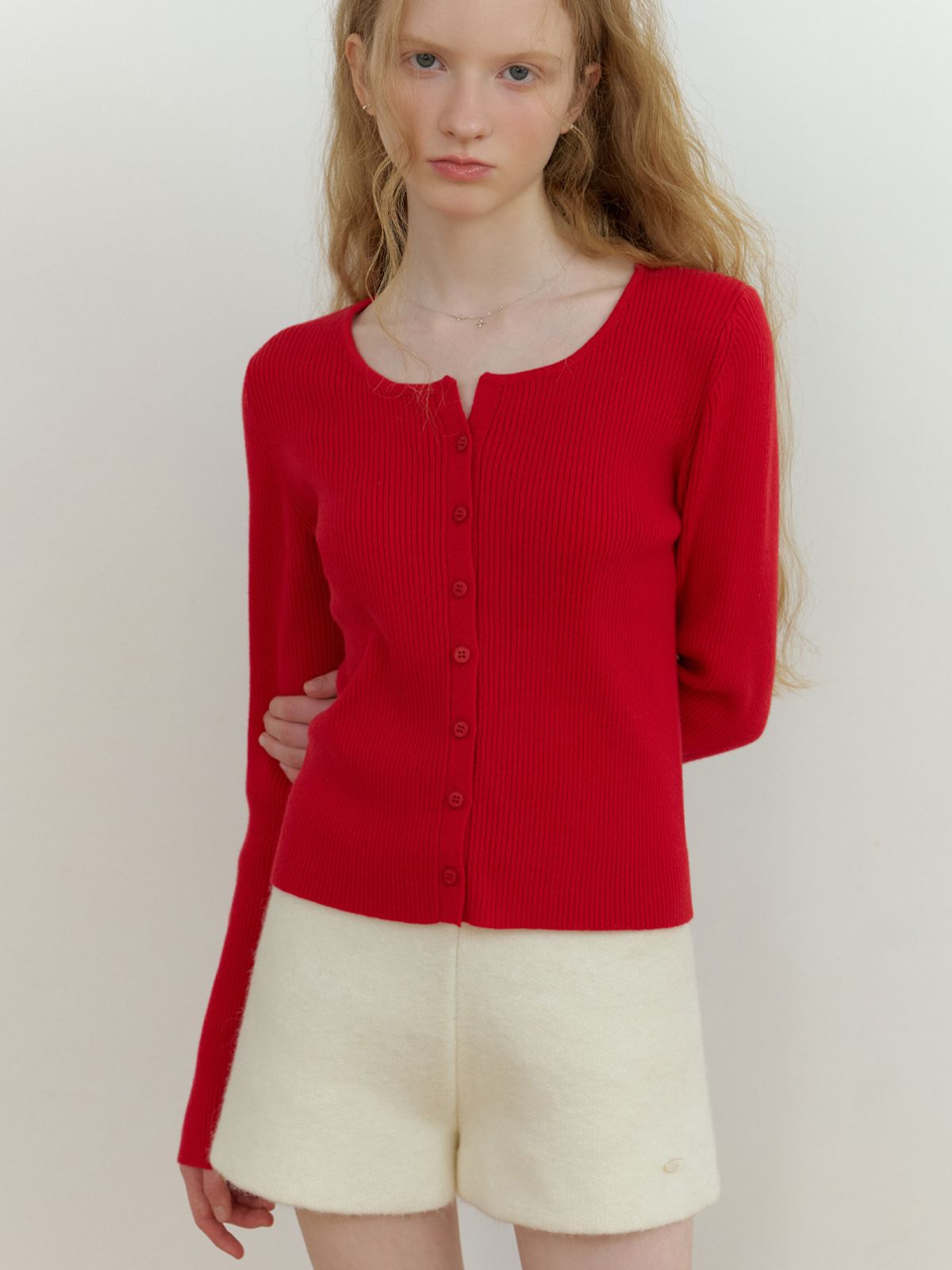 리엘(RE L) Loe wool cardigan (red)