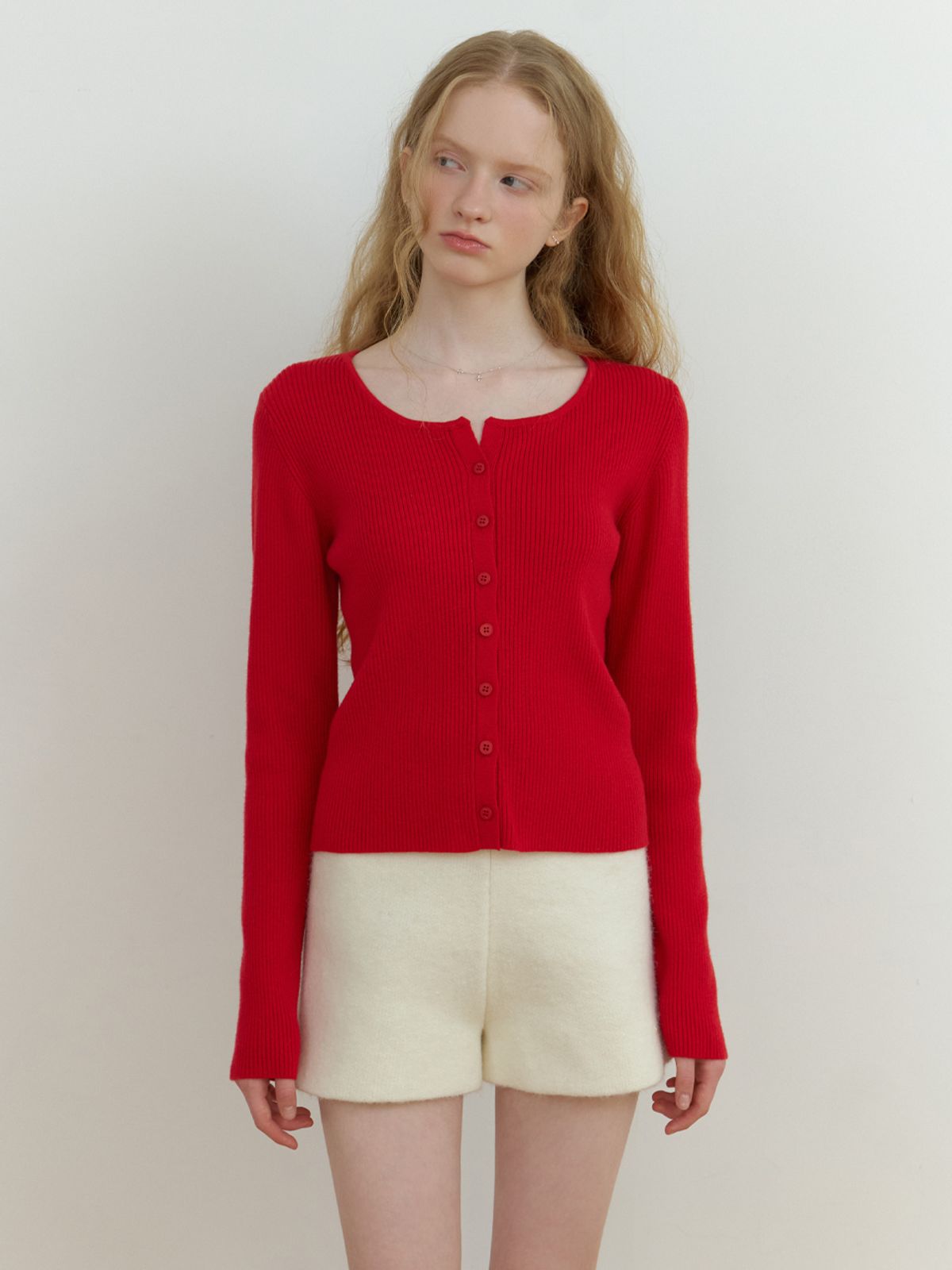리엘(RE L) Loe wool cardigan (red)