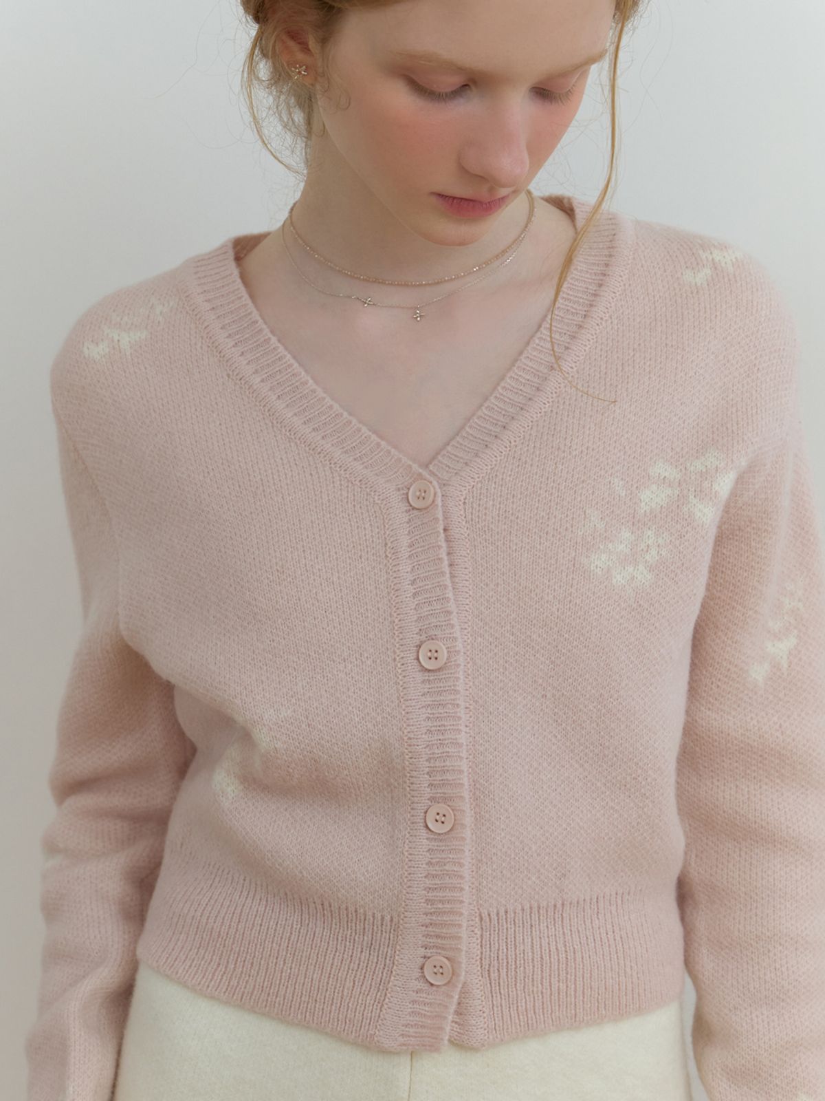 리엘(RE L) Mae flower cardigan (pink)