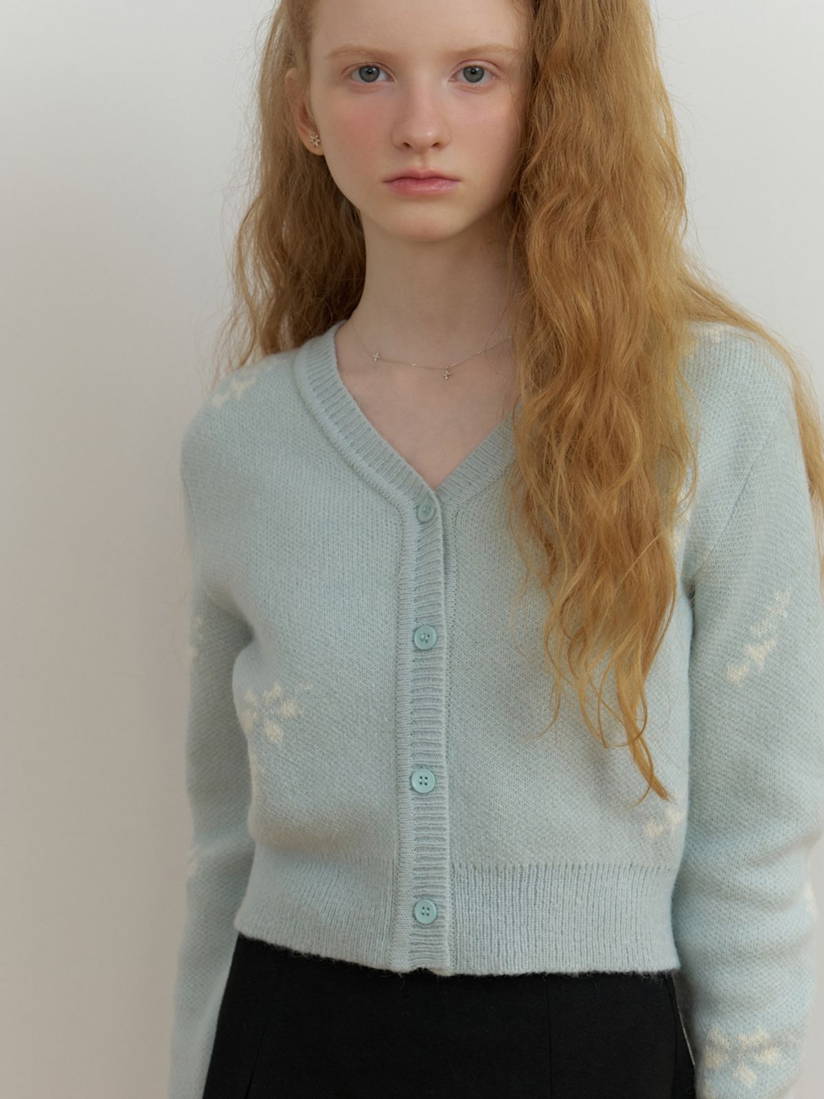 리엘(RE L) Mae flower cardigan (mint)