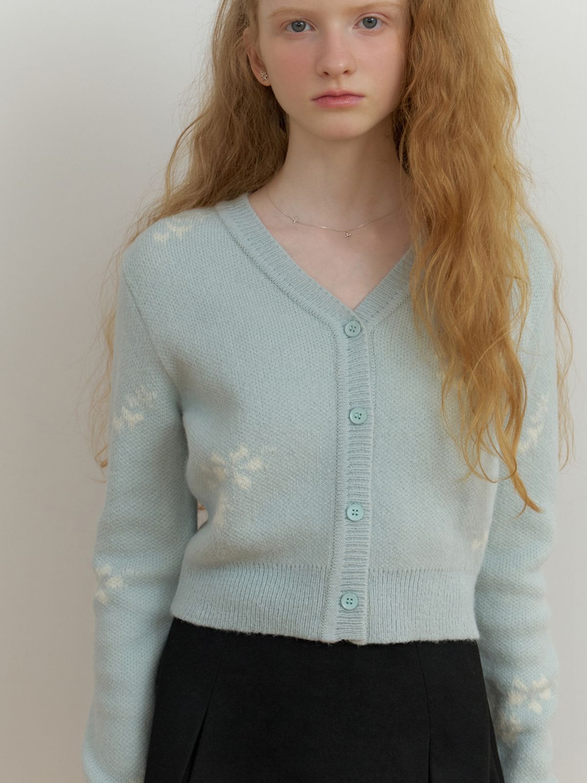 리엘(RE L) Mae flower cardigan (mint)