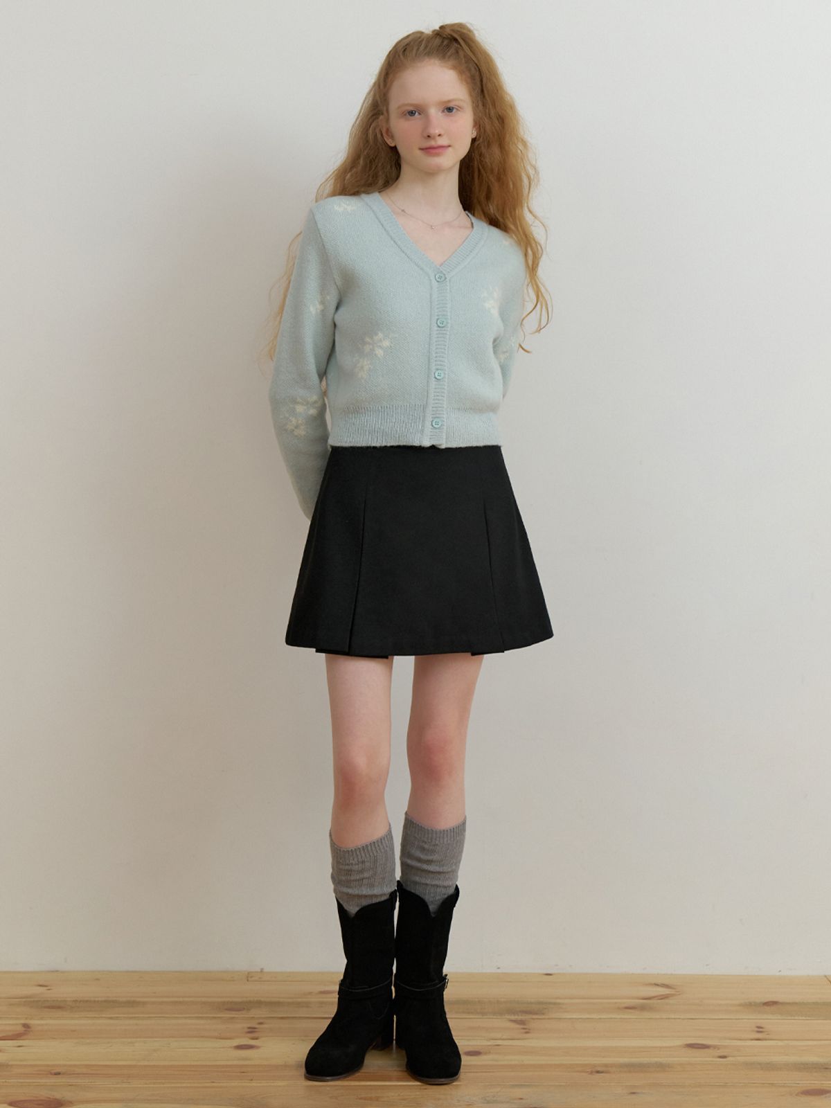 리엘(RE L) Mae flower cardigan (mint)