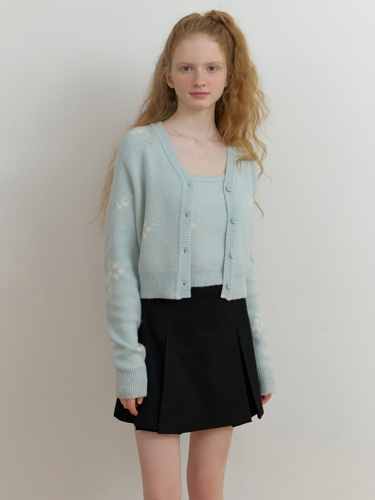 리엘(RE L) Mae flower cardigan (mint)