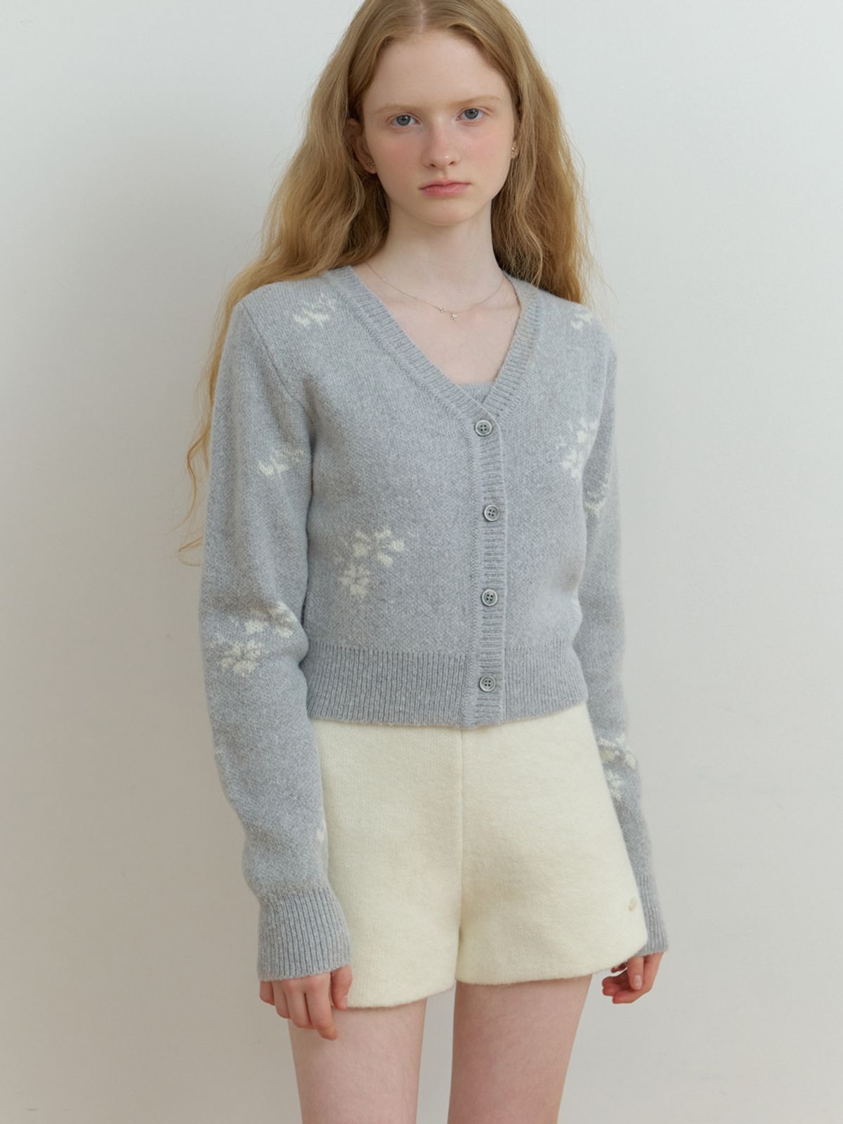 리엘(RE L) Mae flower cardigan (gray)