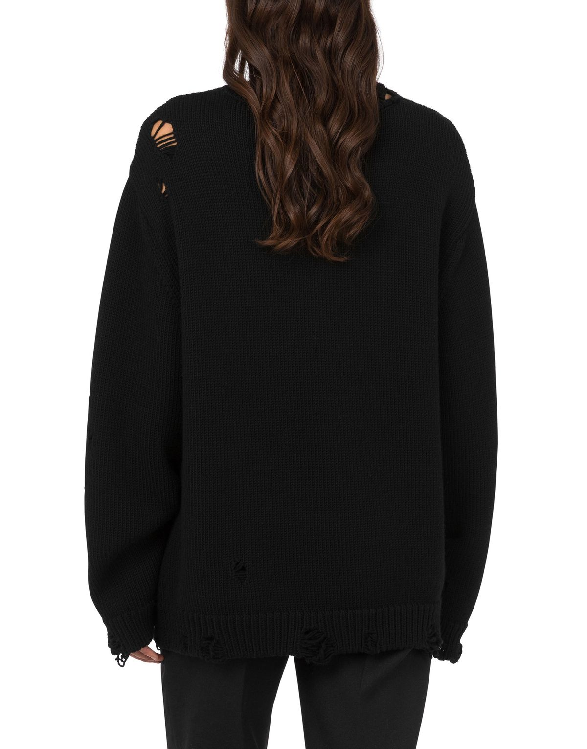 모스키노(MOSCHINO) 스마일리 컷아웃 디스트로이트 오버사이즈 니트