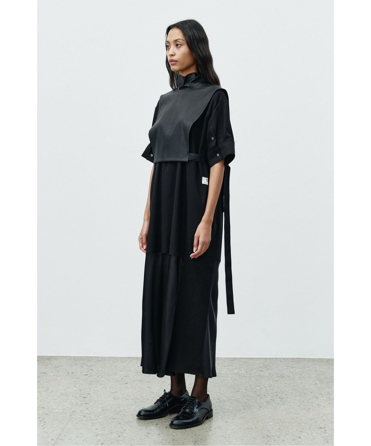 래코드(RECODE) Double Layered Lam Leather Dress RQDAA25539BKX