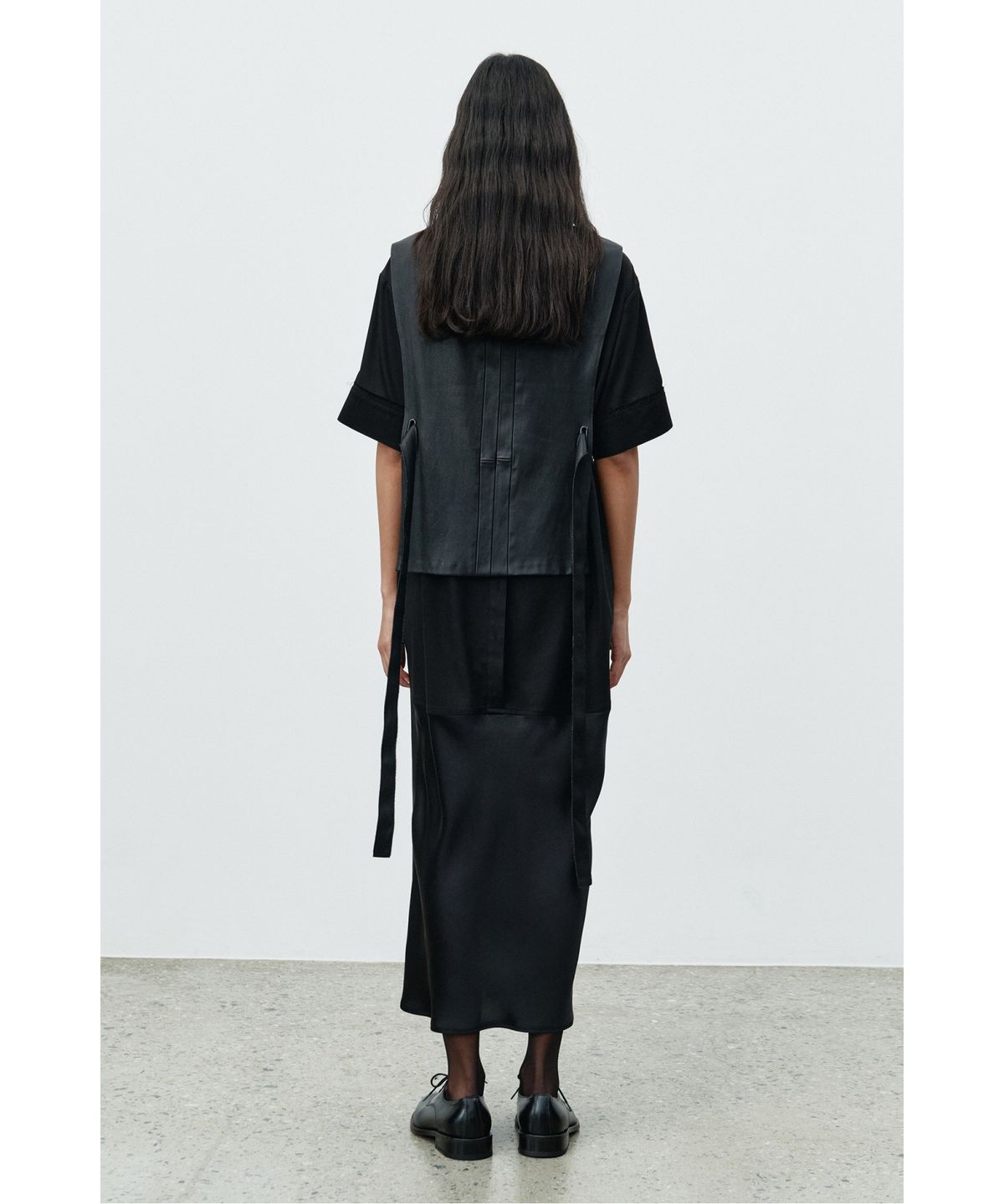 래코드(RECODE) Double Layered Lam Leather Dress RQDAA25539BKX