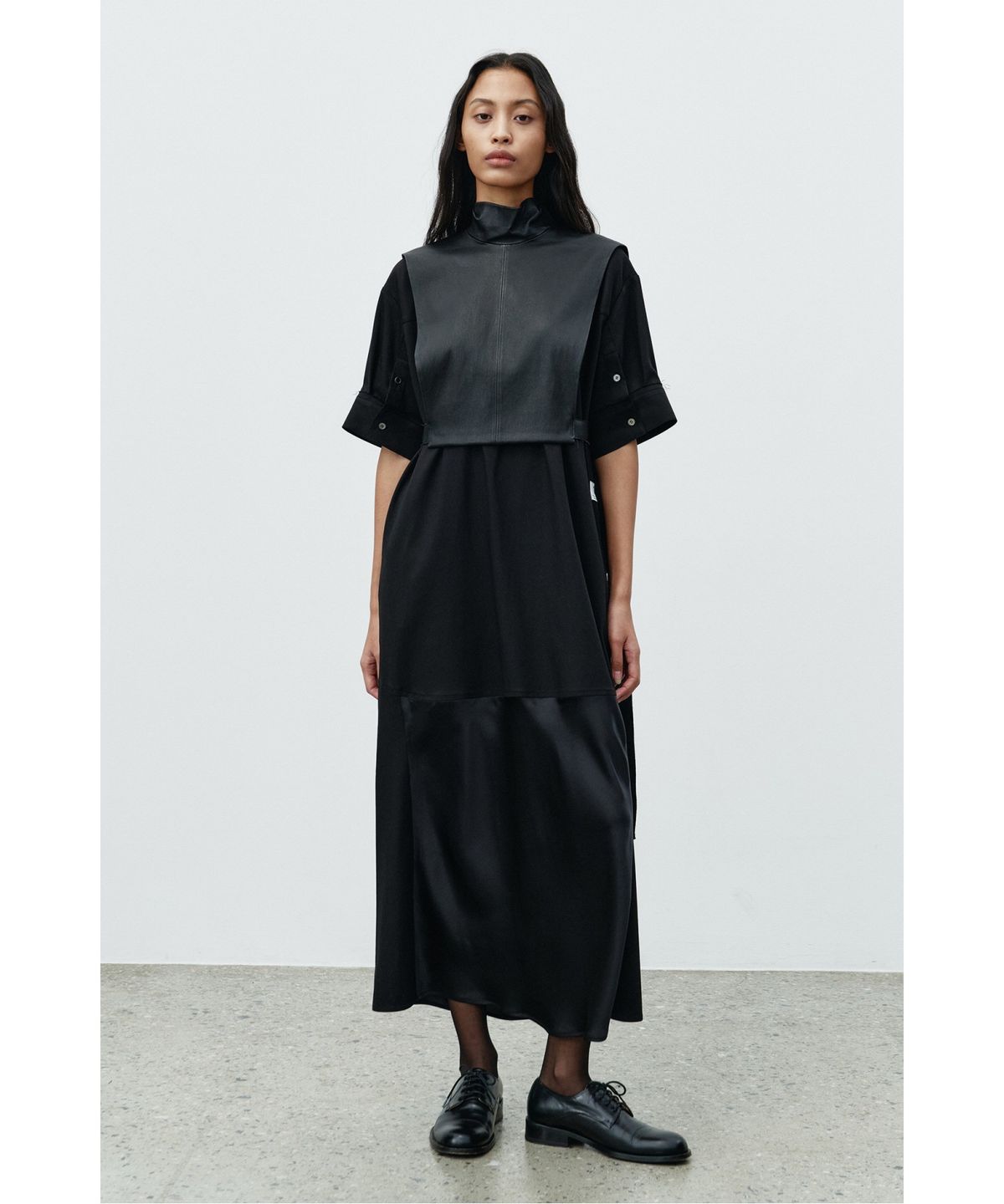래코드(RECODE) Double Layered Lam Leather Dress RQDAA25539BKX
