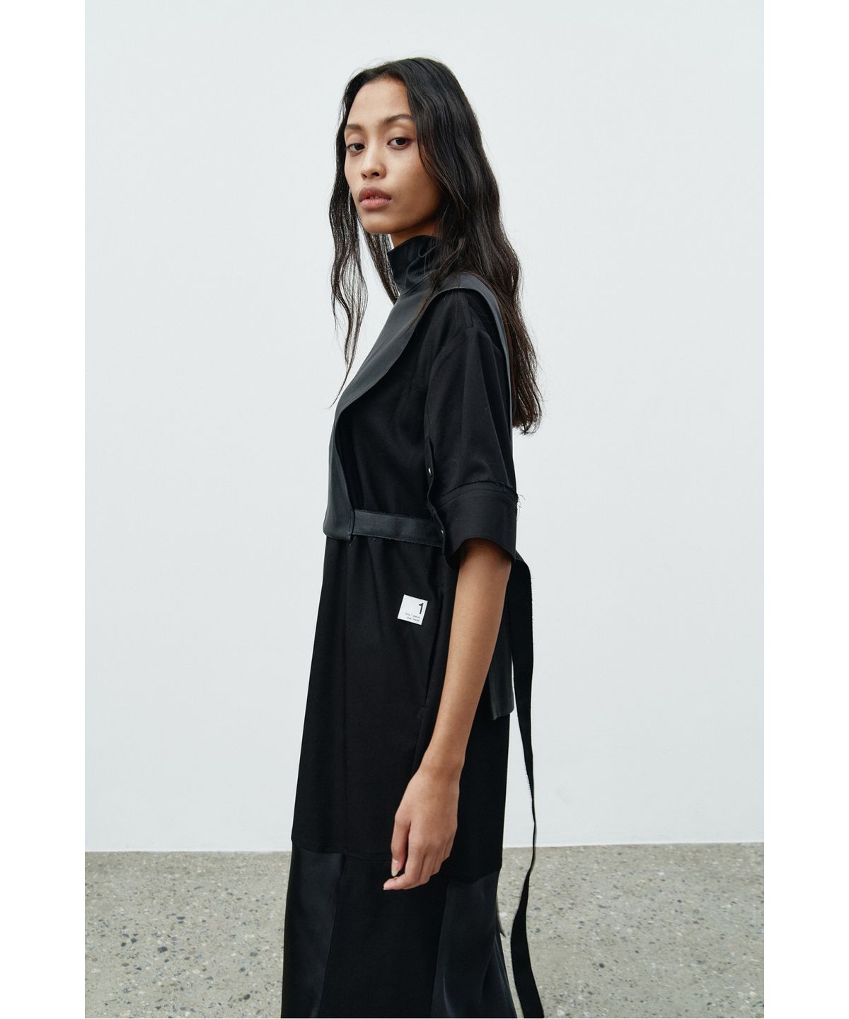 래코드(RECODE) Double Layered Lam Leather Dress RQDAA25539BKX