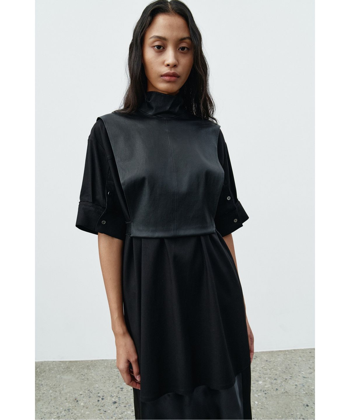 래코드(RECODE) Double Layered Lam Leather Dress RQDAA25539BKX