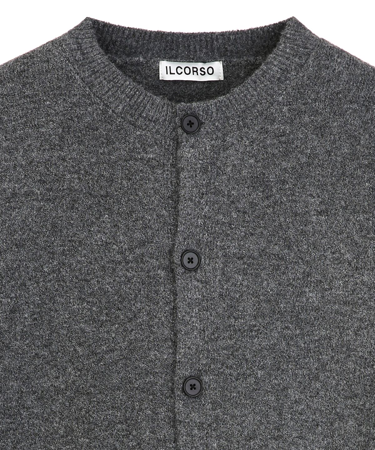 일꼬르소(IL CORSO) 텍스쳐 라운드넥 가디건 차콜 그레이 IESW5F102CG