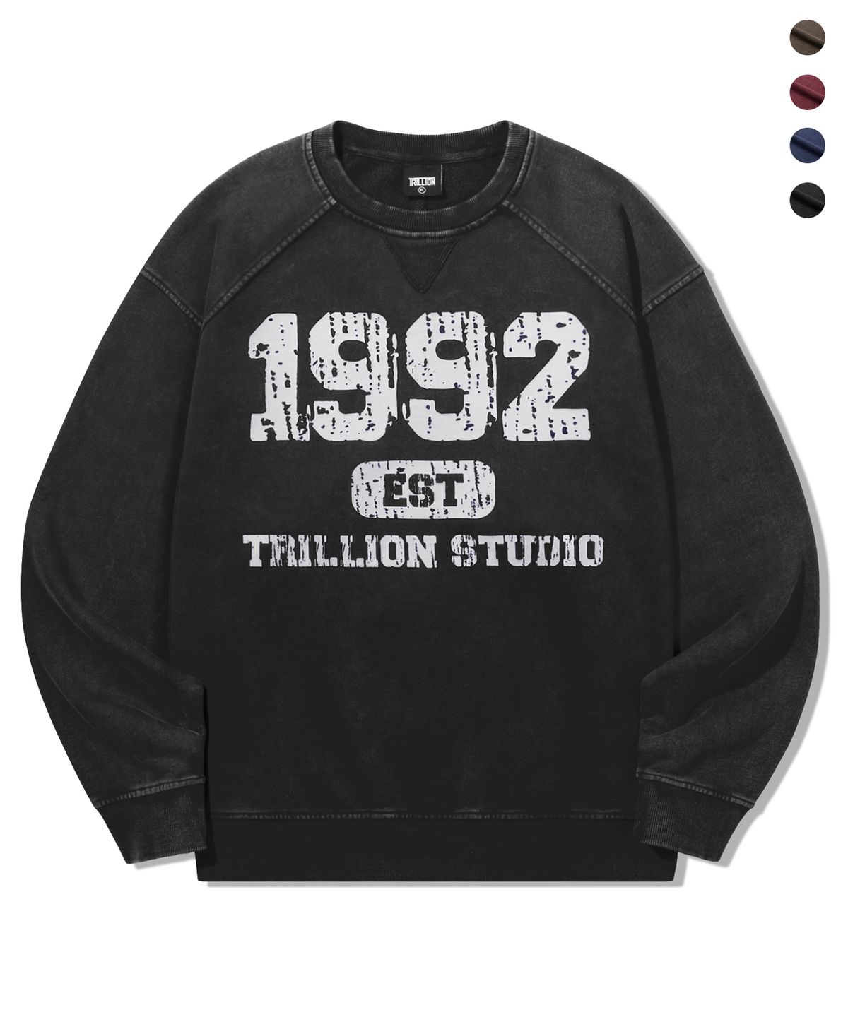 트릴리온(TRILLION) 1992 피그먼트 그래픽 오버핏 맨투맨_4color