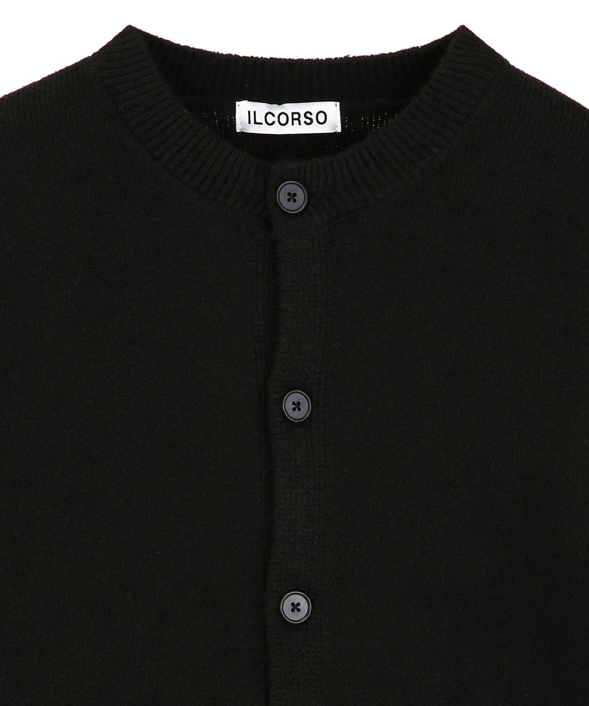 일꼬르소(IL CORSO) 텍스쳐 라운드넥 가디건 블랙 IESW5F102BK