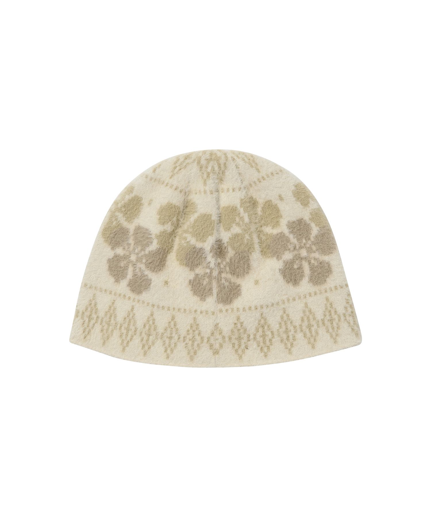 MUSINSA公式 | WELLBEING EXPRESS Flower Jacquard Beanie Ivory