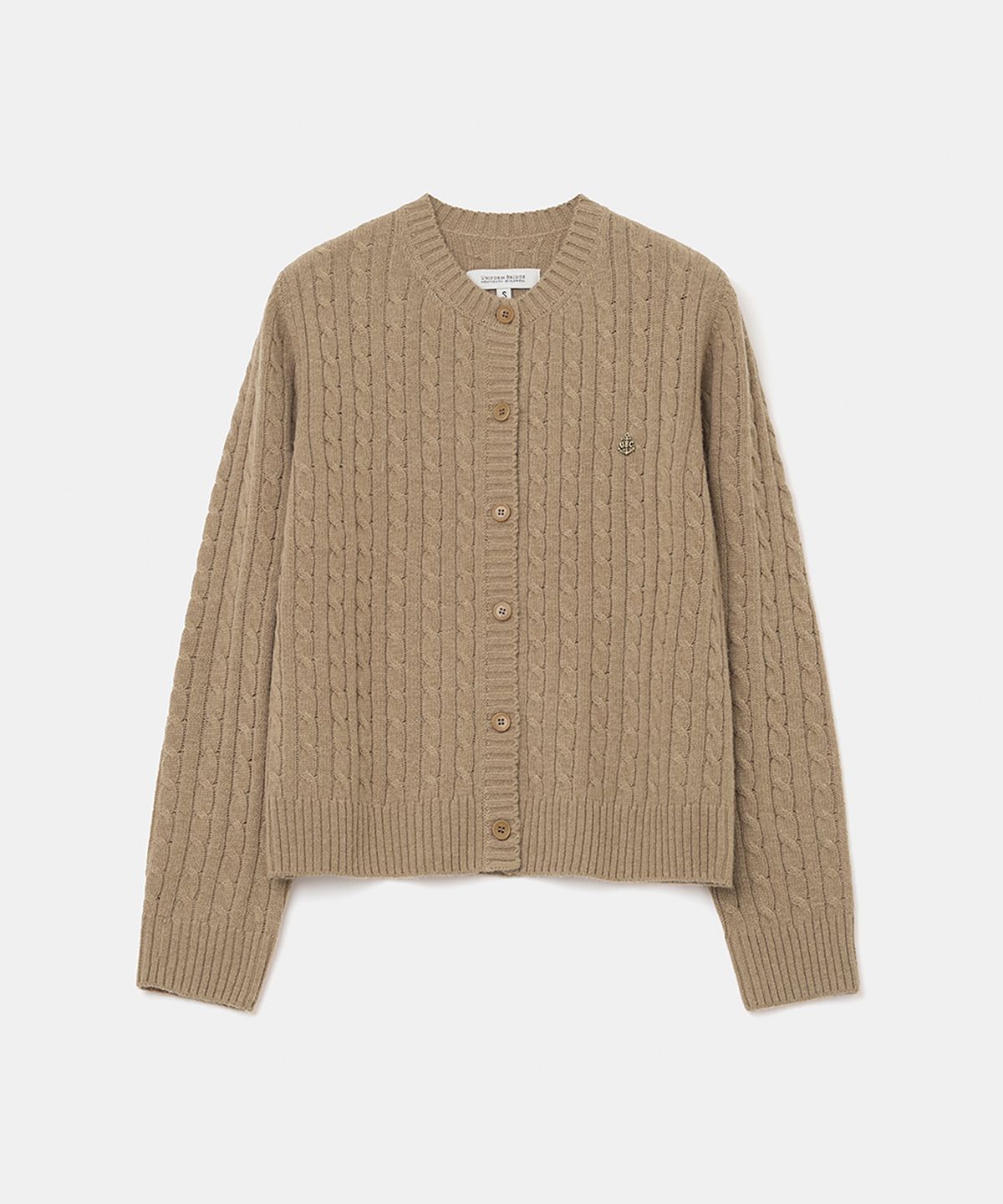 유니폼브릿지(UNIFORM BRIDGE) cashmere blended cable knit cardigan(womens) camel