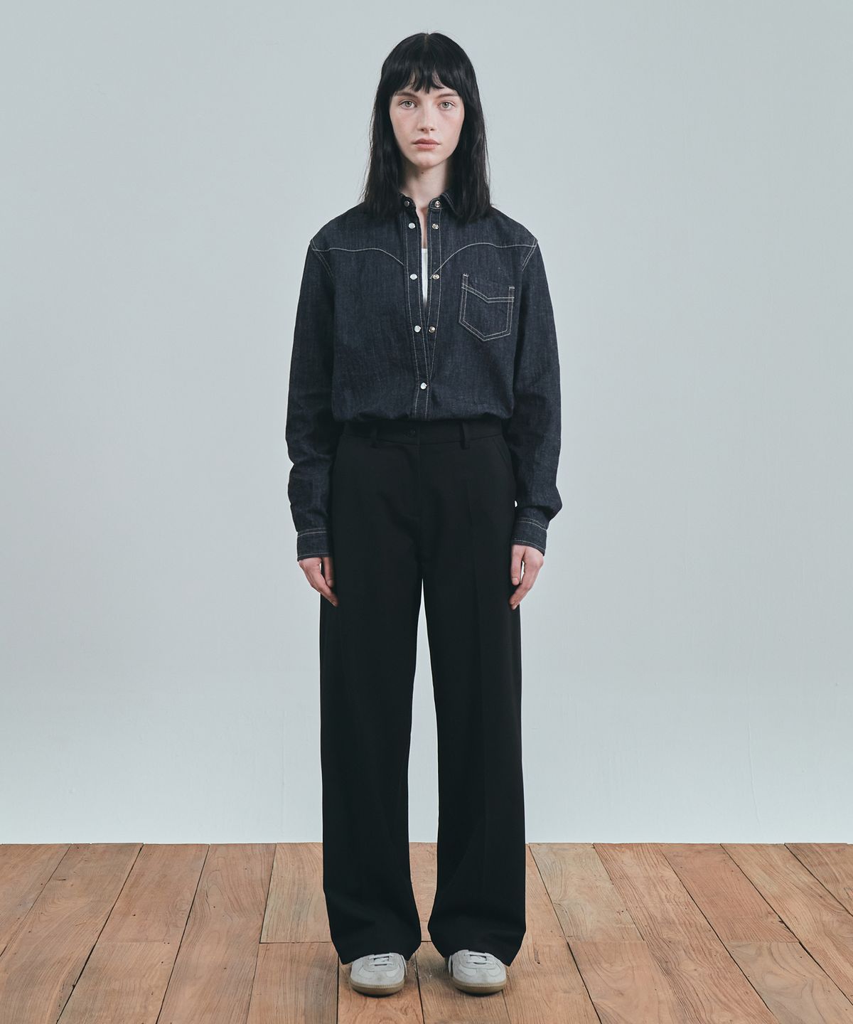 유니폼브릿지(UNIFORM BRIDGE) wide slacks(womens) black