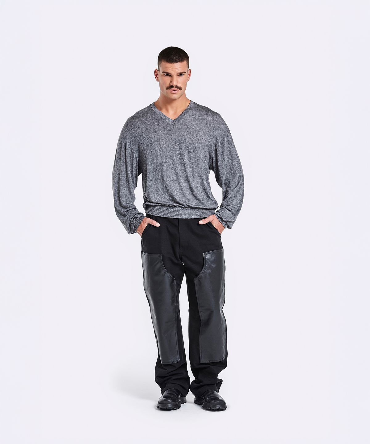 51퍼센트(51PERCENT) V neck banding longsleeve - grey