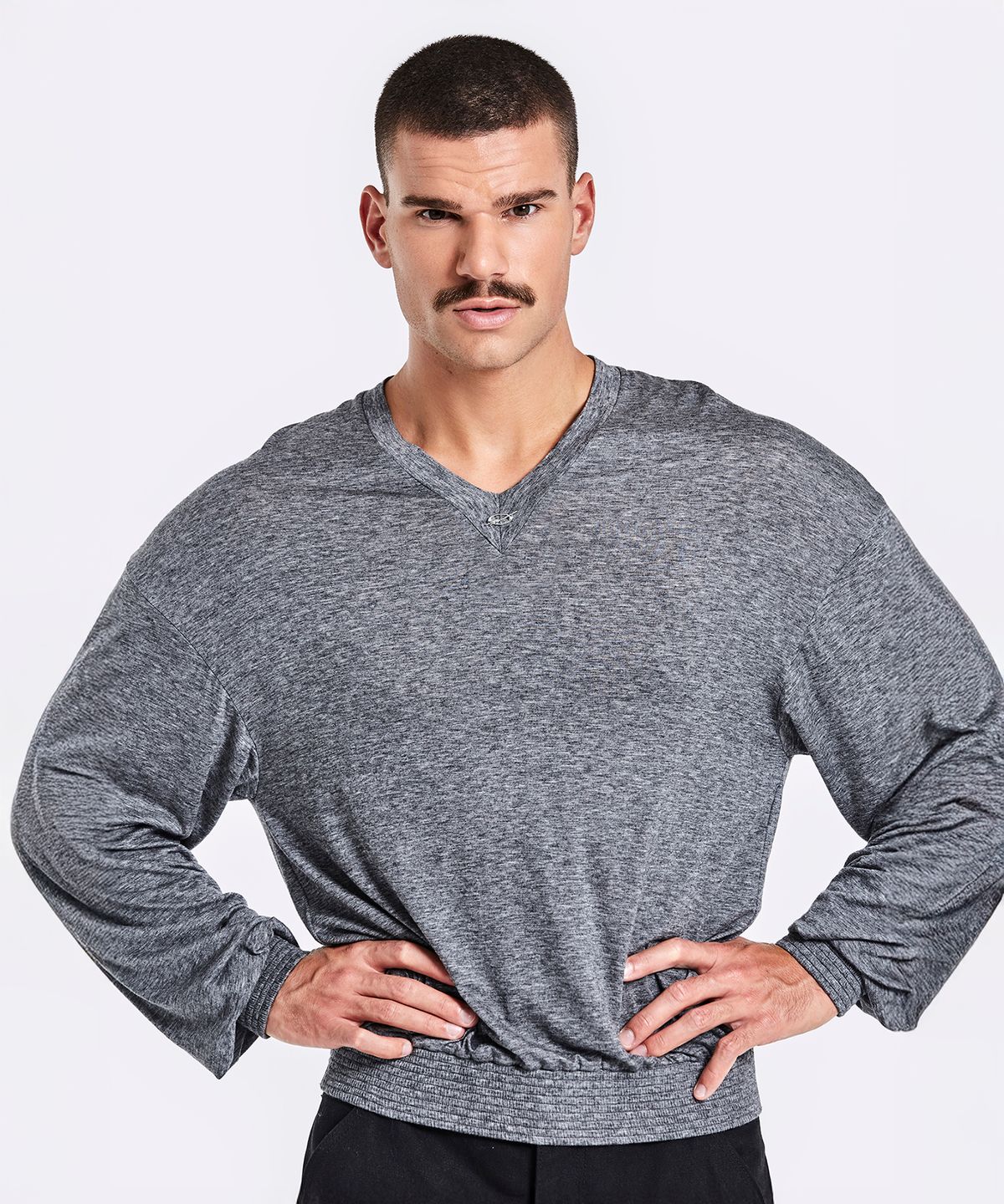 51퍼센트(51PERCENT) V neck banding longsleeve - grey