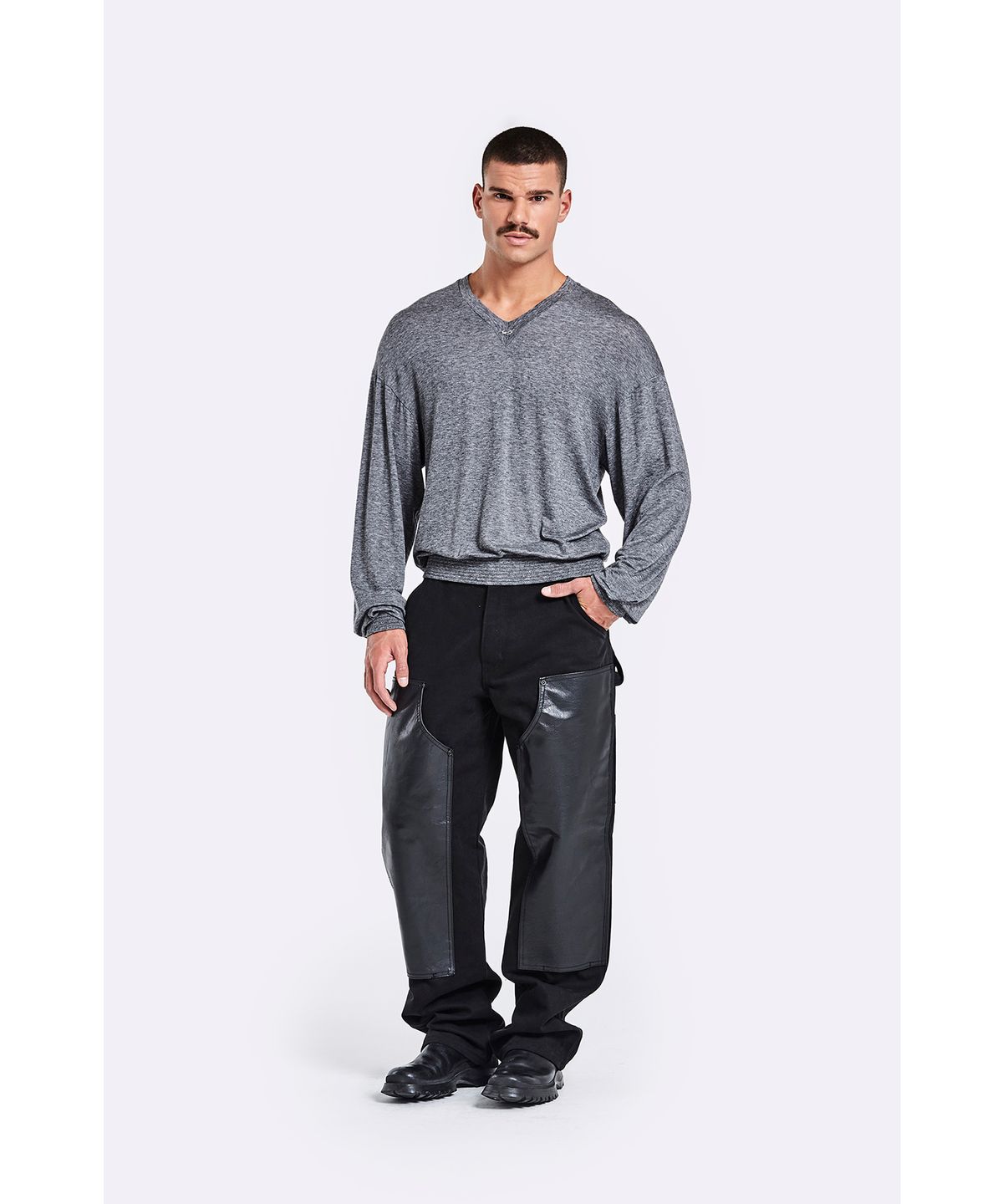 51퍼센트(51PERCENT) V neck banding longsleeve - grey