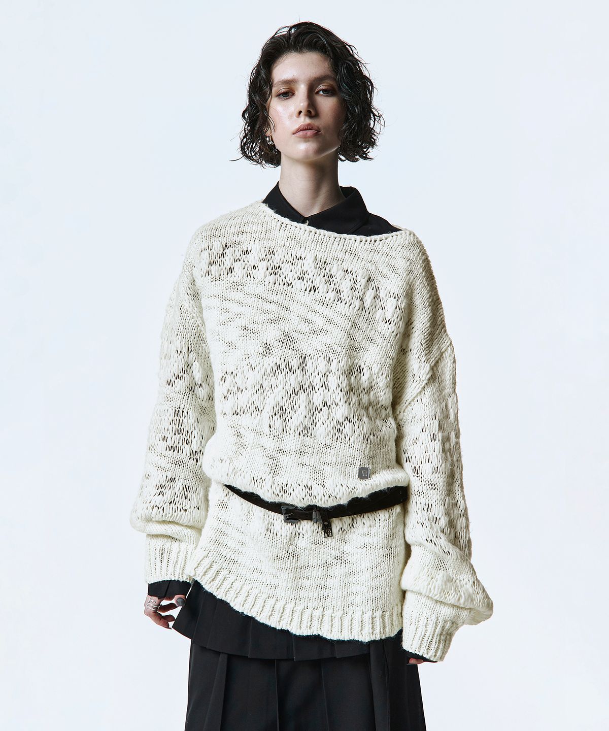 트리밍버드(TREEMINGBIRD) Blended Texture Knit Pullover [ Ivory ]