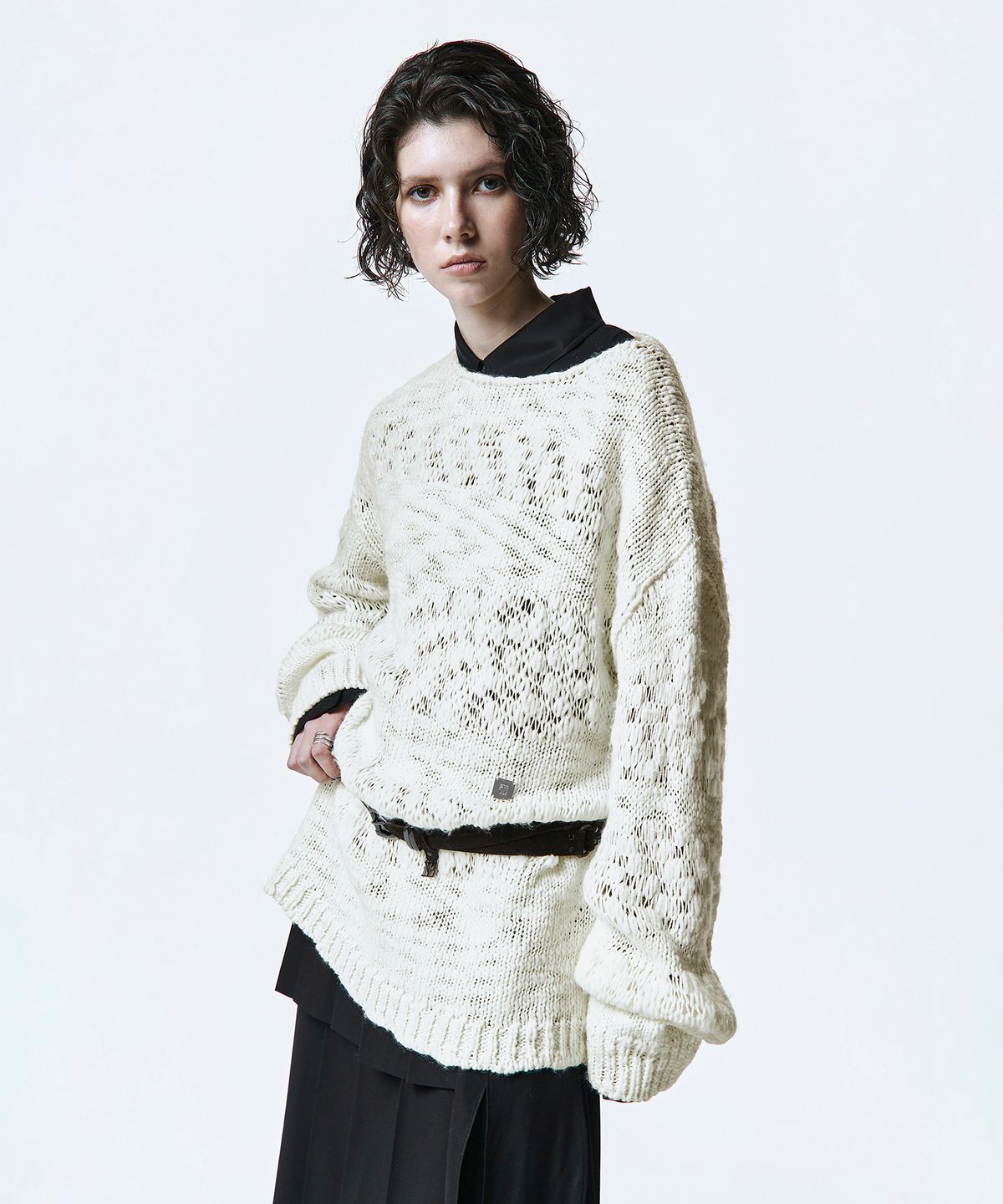 트리밍버드(TREEMINGBIRD) Blended Texture Knit Pullover [ Ivory ]