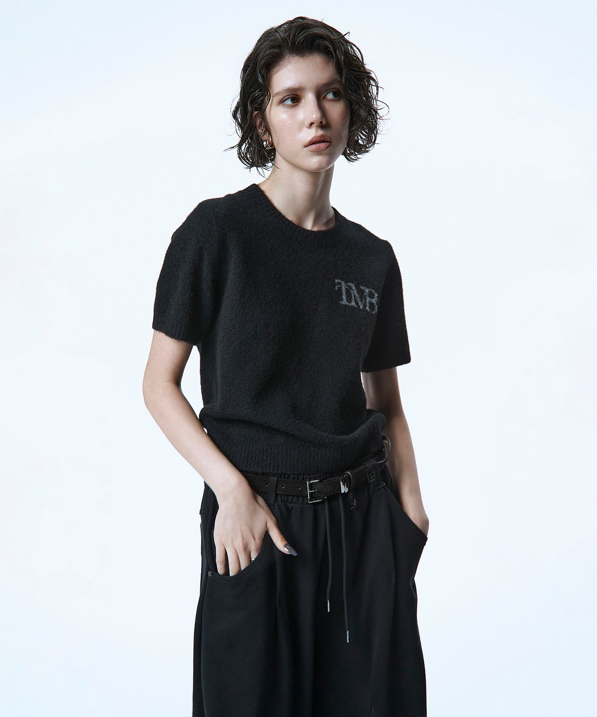 트리밍버드(TREEMINGBIRD) TMB Essential Half Sleeve Knit [ Black ]